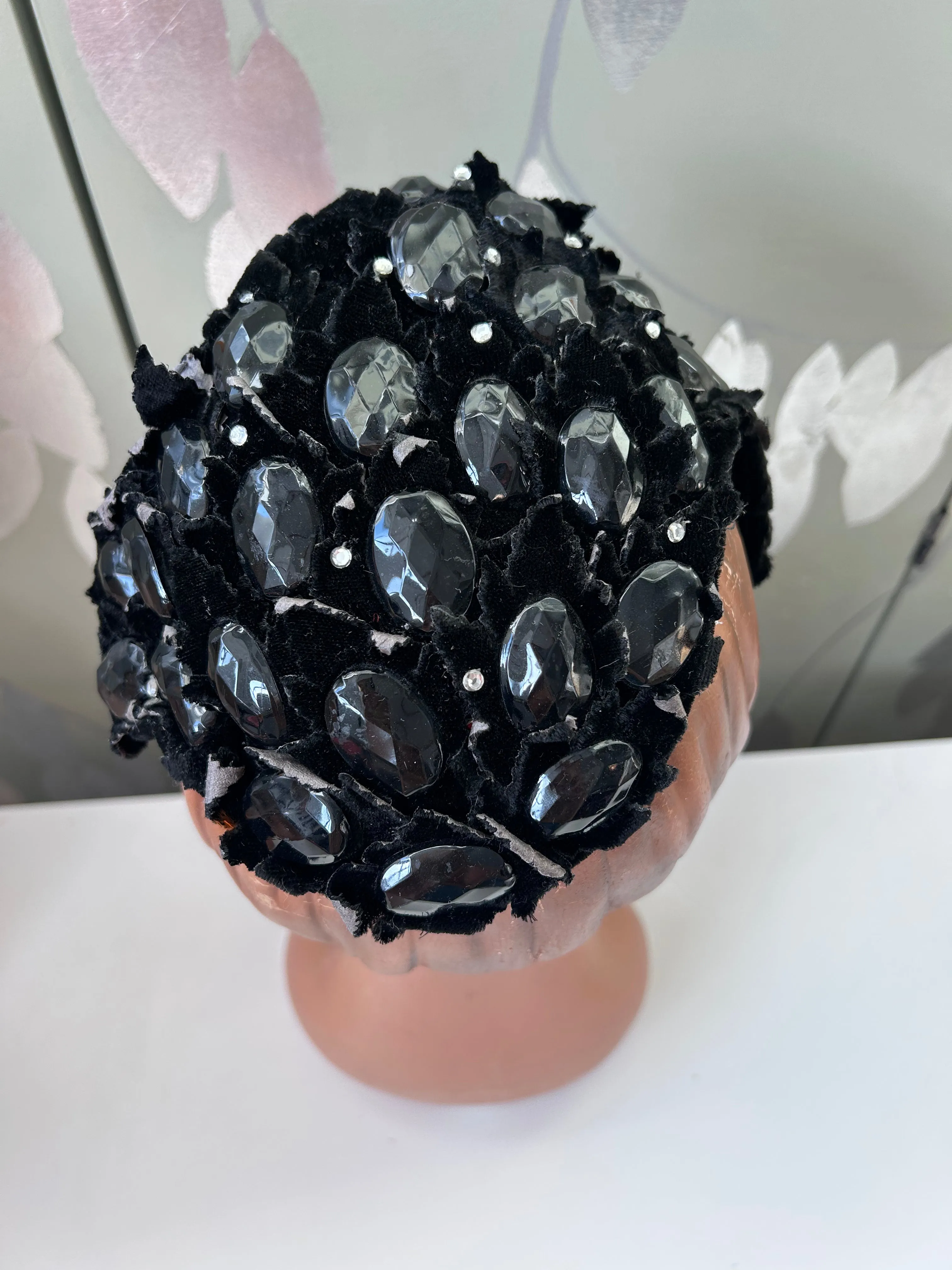 1950s Black Bejewelled Cap by Modern Miss