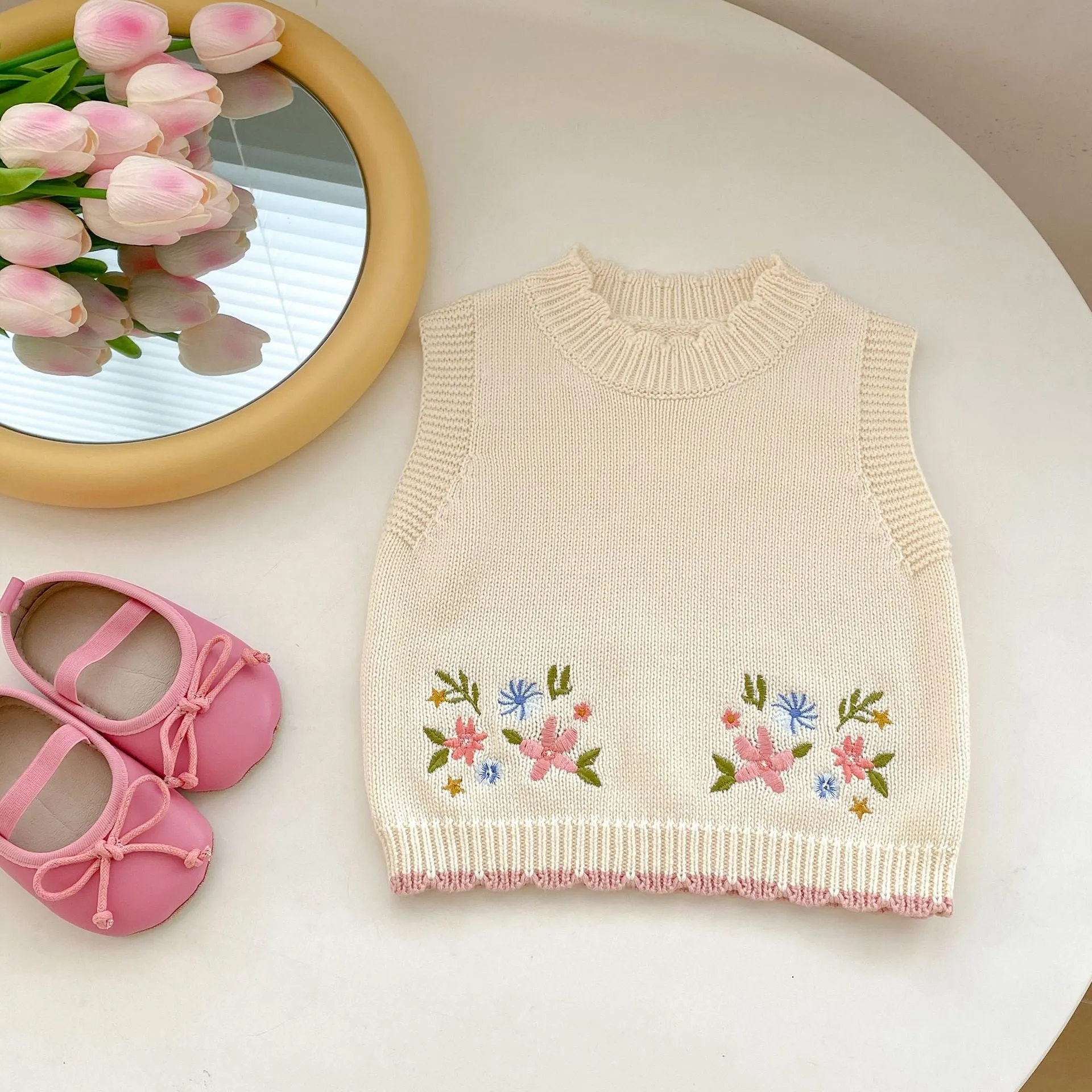 Baby Kid Girls Flower Embroidered Vests Waistcoats Wholesale 230828125