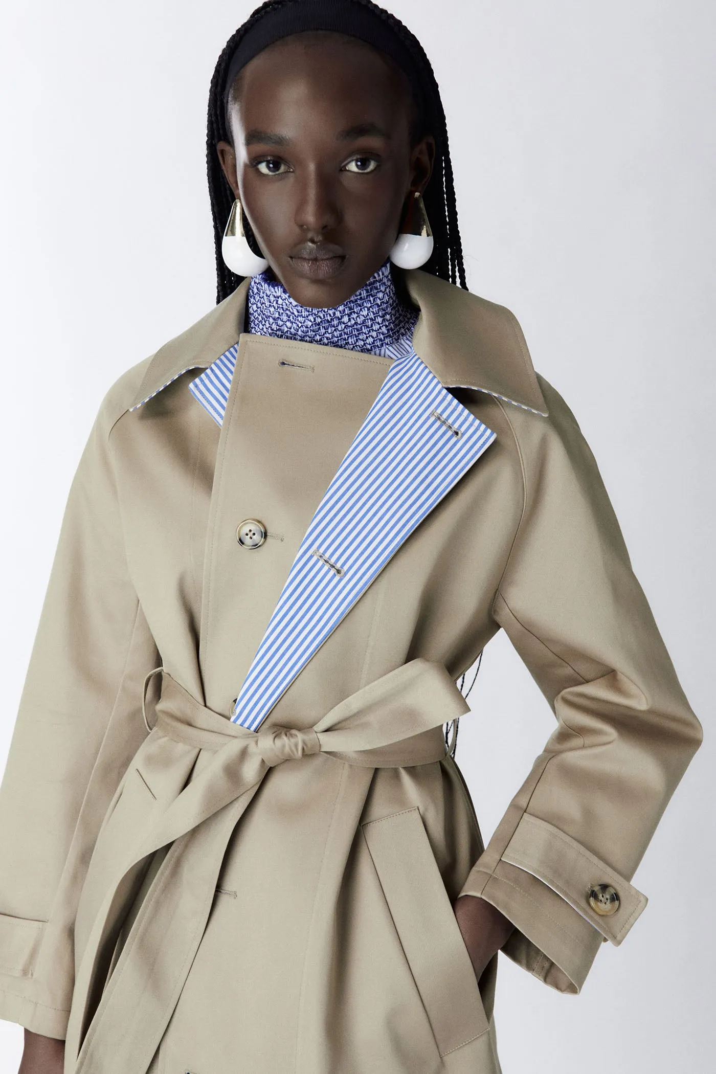 Stripes reversible trench coat