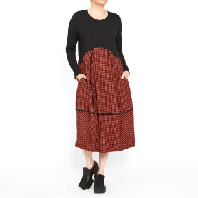 Archer Rouge Check Dress w/Long Sleeves