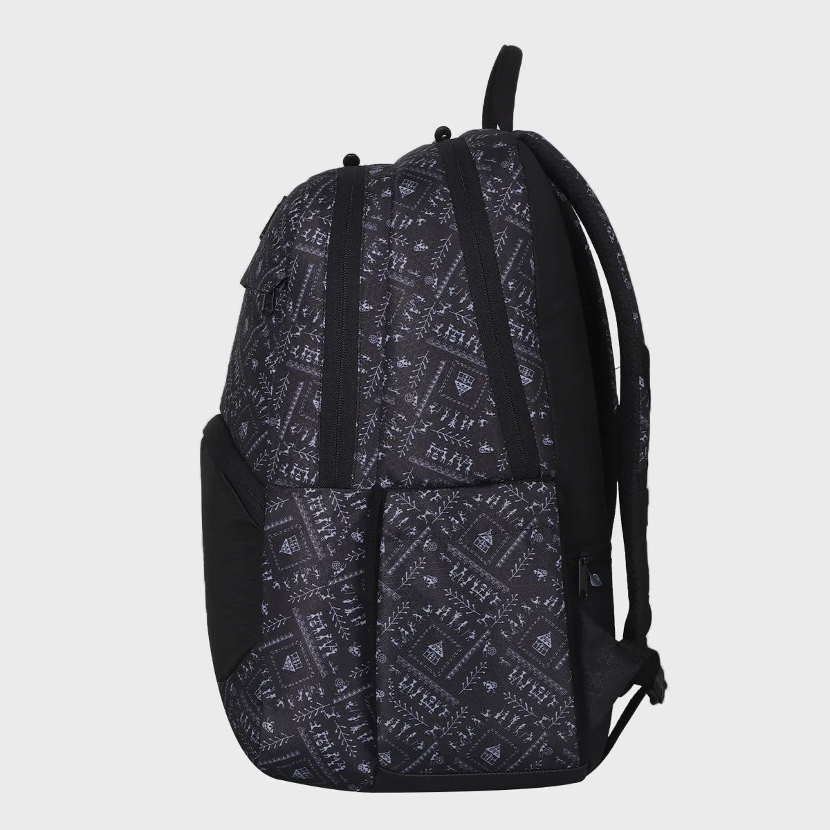 Arctic Fox Warli Black Premium Laptop Backpack - Stylish & Durable Travel Bag for Laptops, Books, and Essentials