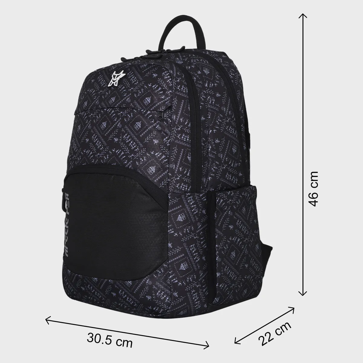 Arctic Fox Warli Black Premium Laptop Backpack - Stylish & Durable Travel Bag for Laptops, Books, and Essentials