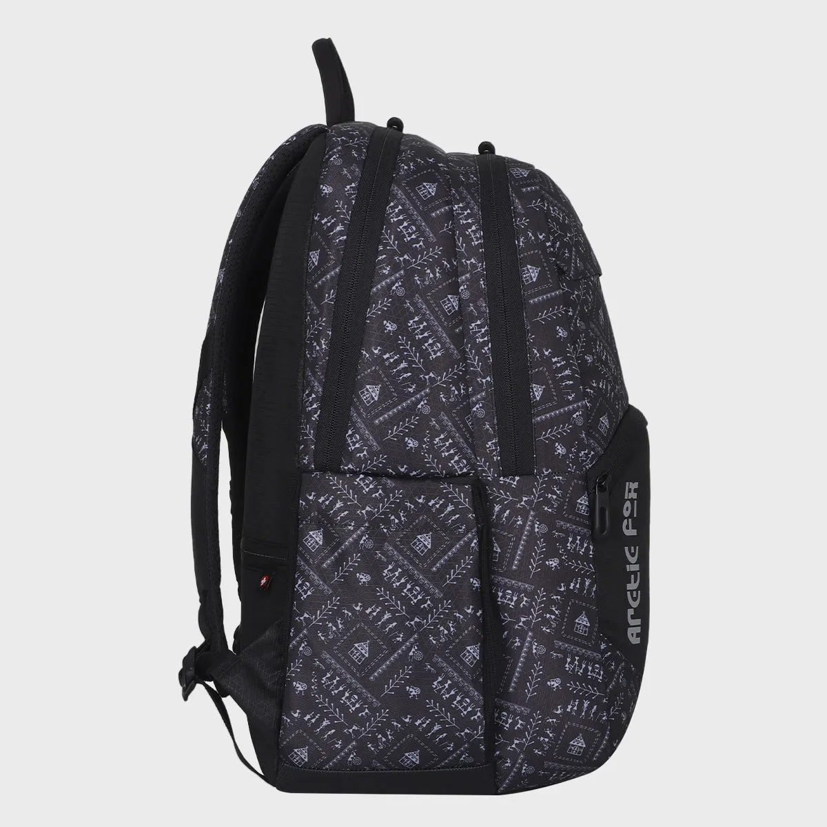 Arctic Fox Warli Black Premium Laptop Backpack - Stylish & Durable Travel Bag for Laptops, Books, and Essentials