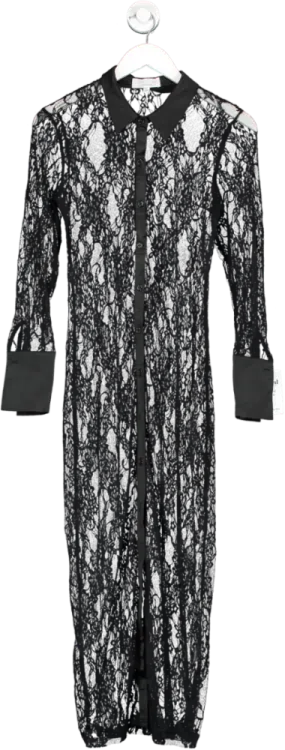 Aria Cove Black Lace Long Sleeve Collard Dress UK 8