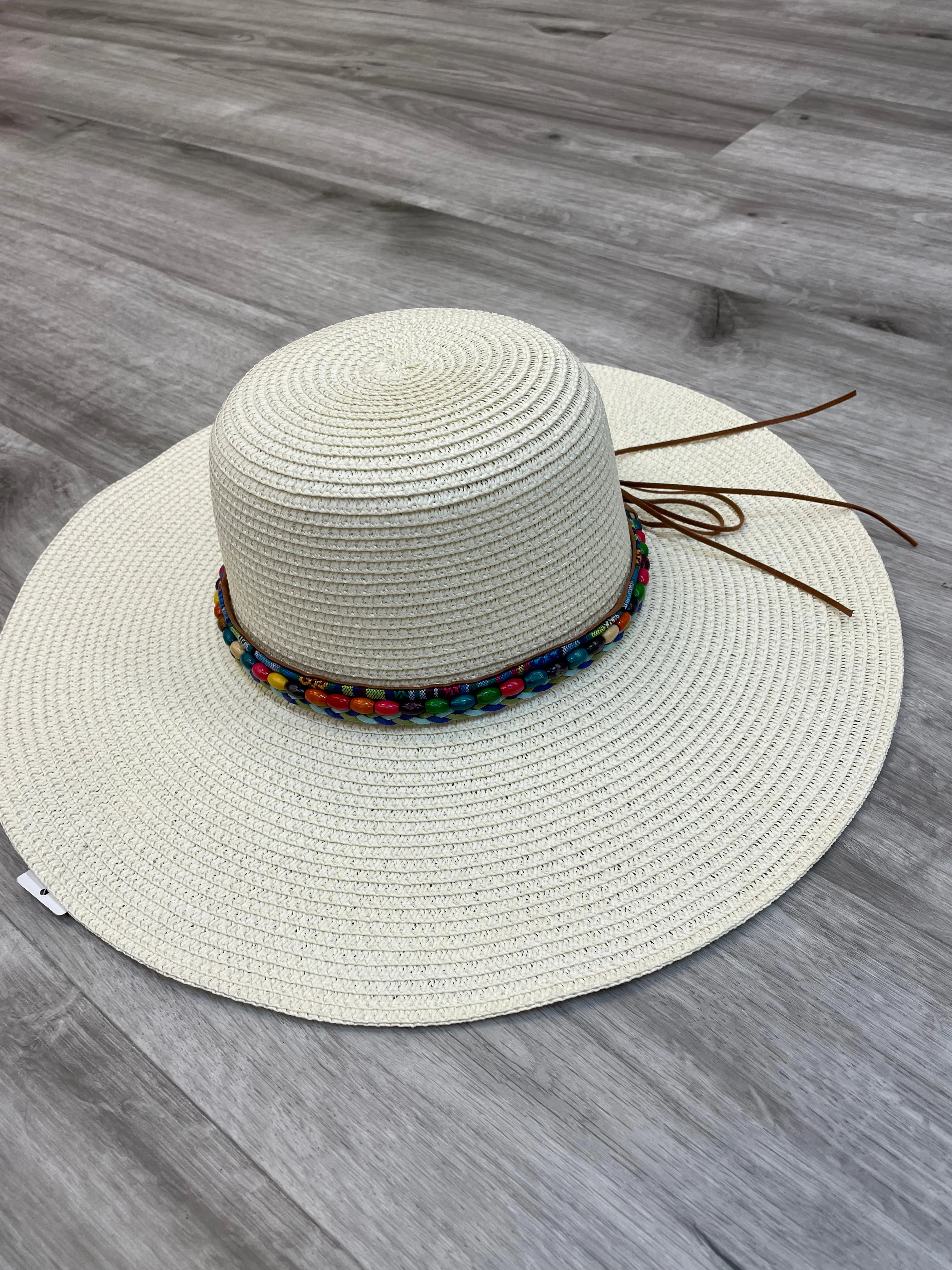 Arianna Crushable Sun Hat with Bead Trim & Suede Bow