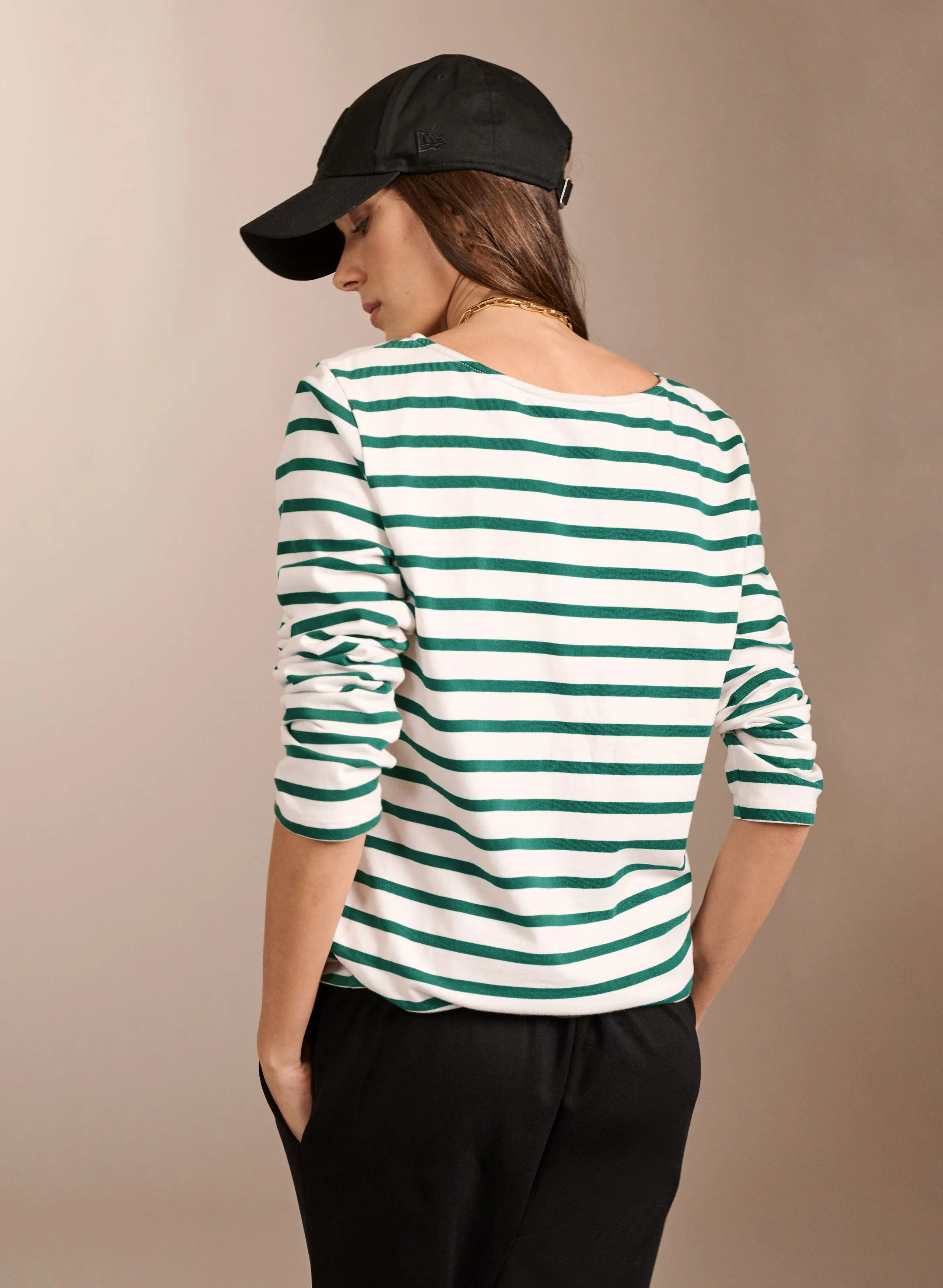 Ashley Organic Cotton Top | White & Emerald