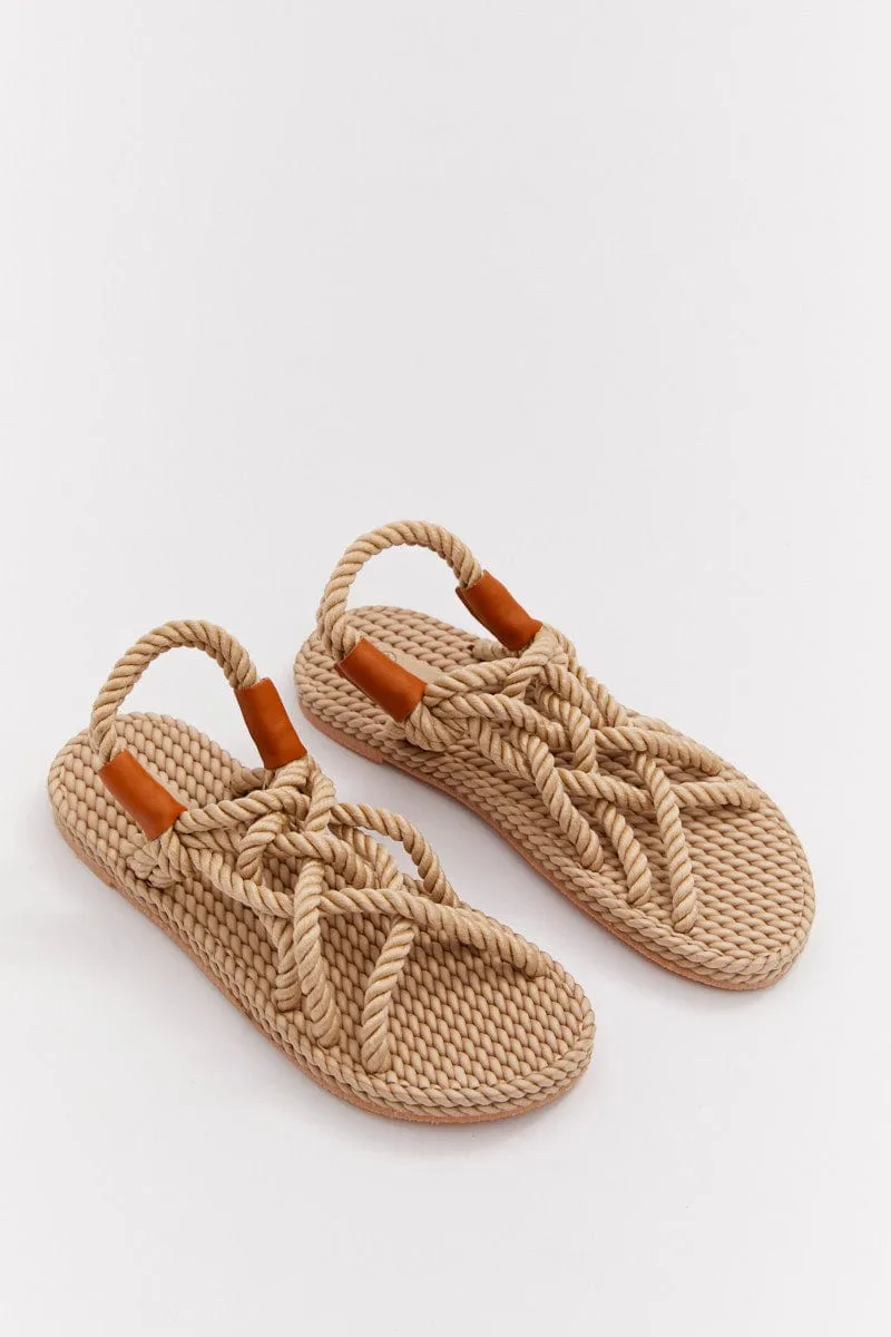 Beige Flat Rope Sandals