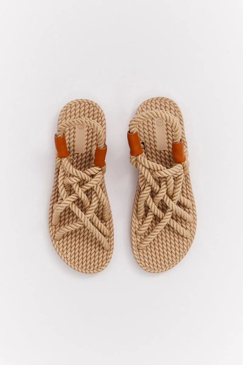 Beige Flat Rope Sandals