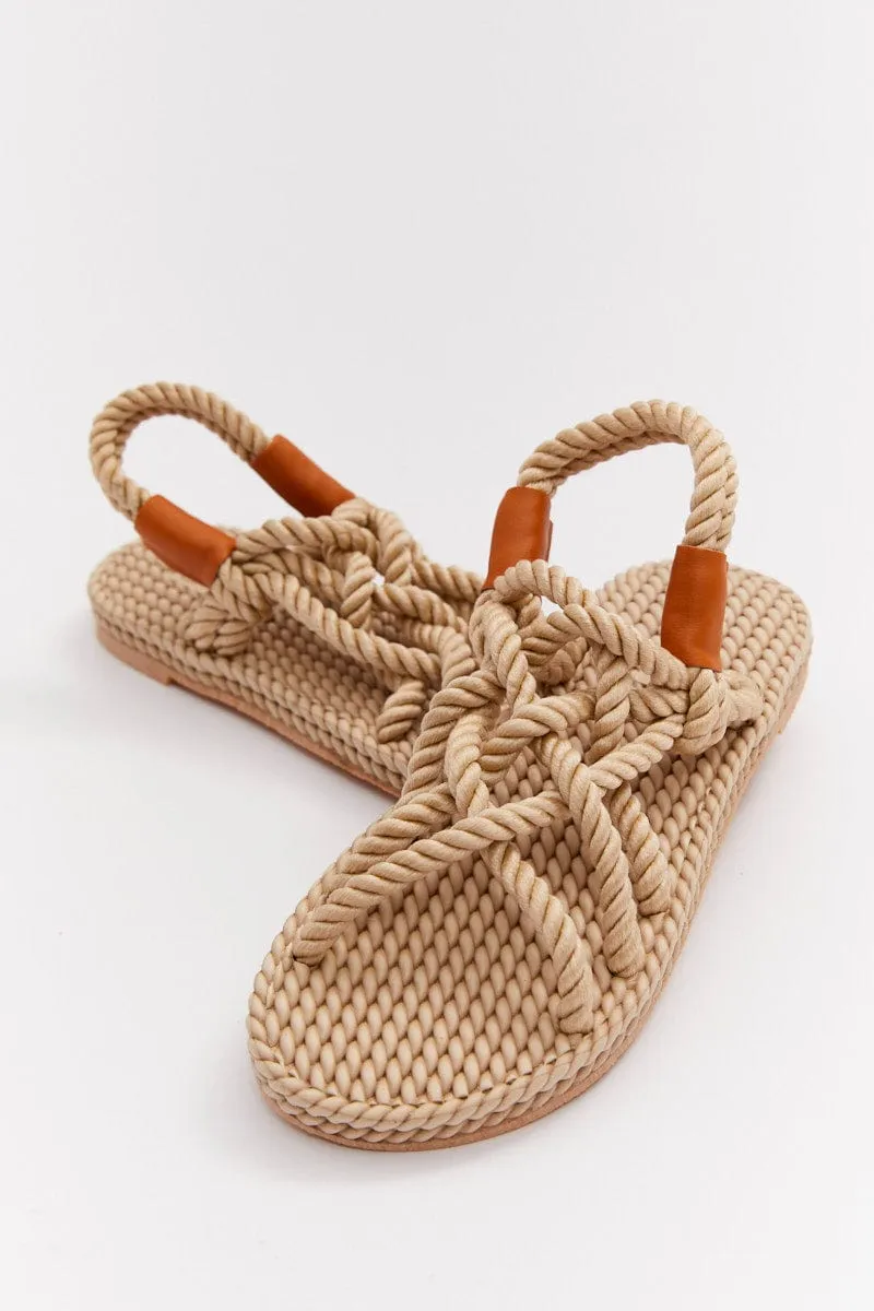 Beige Flat Rope Sandals