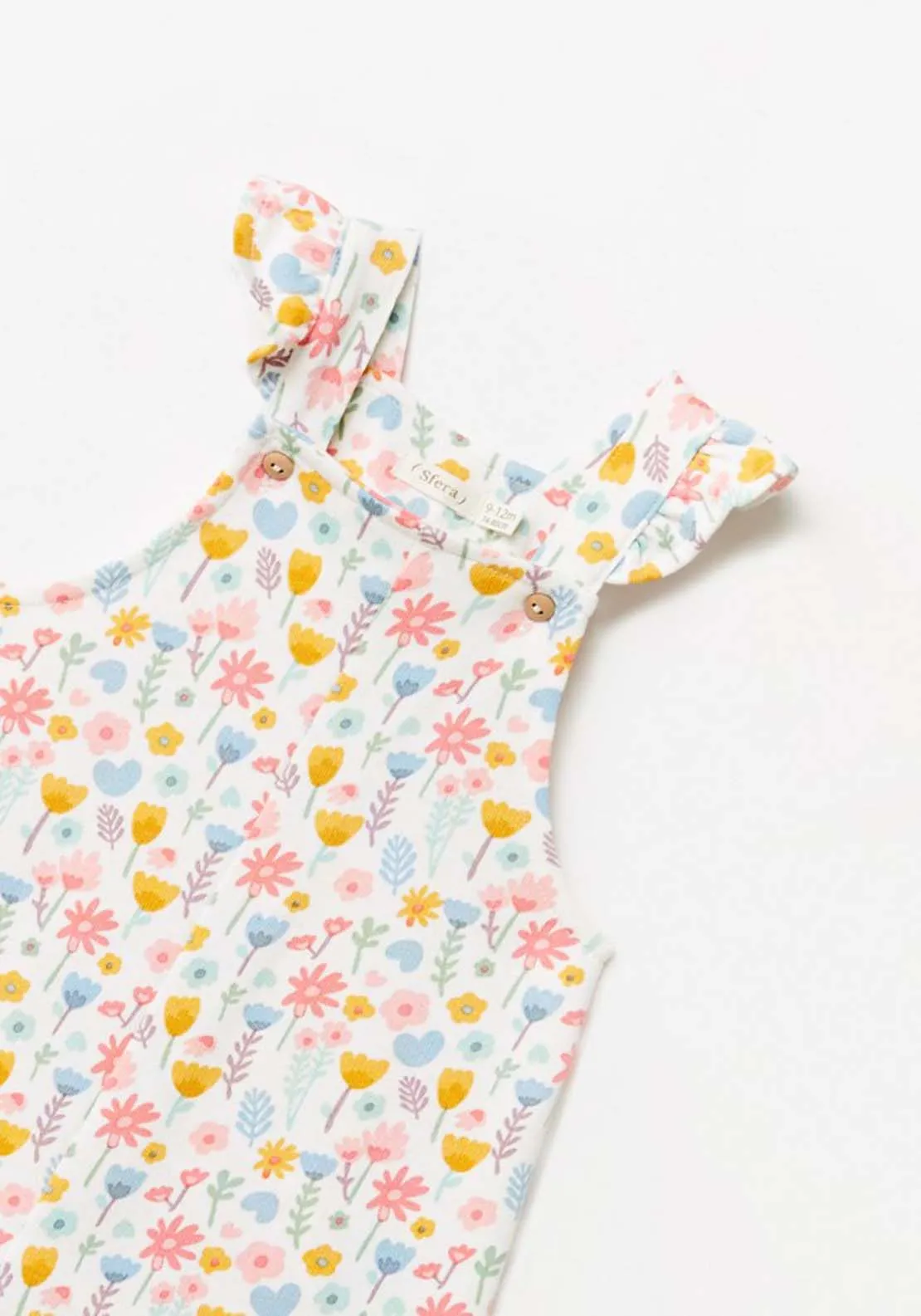 Floral Baby Girl Short Jumpsuit - Cream