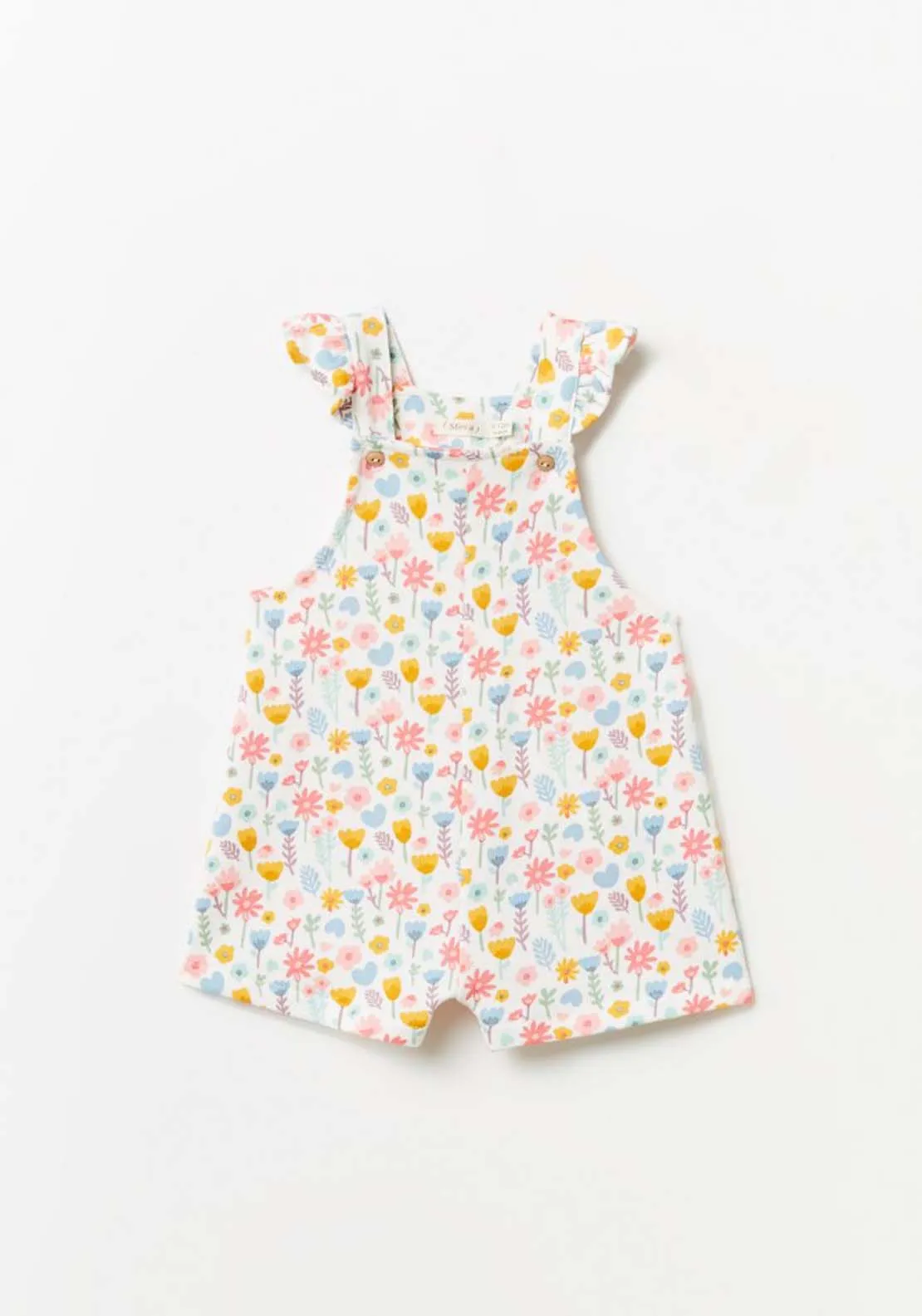 Floral Baby Girl Short Jumpsuit - Cream