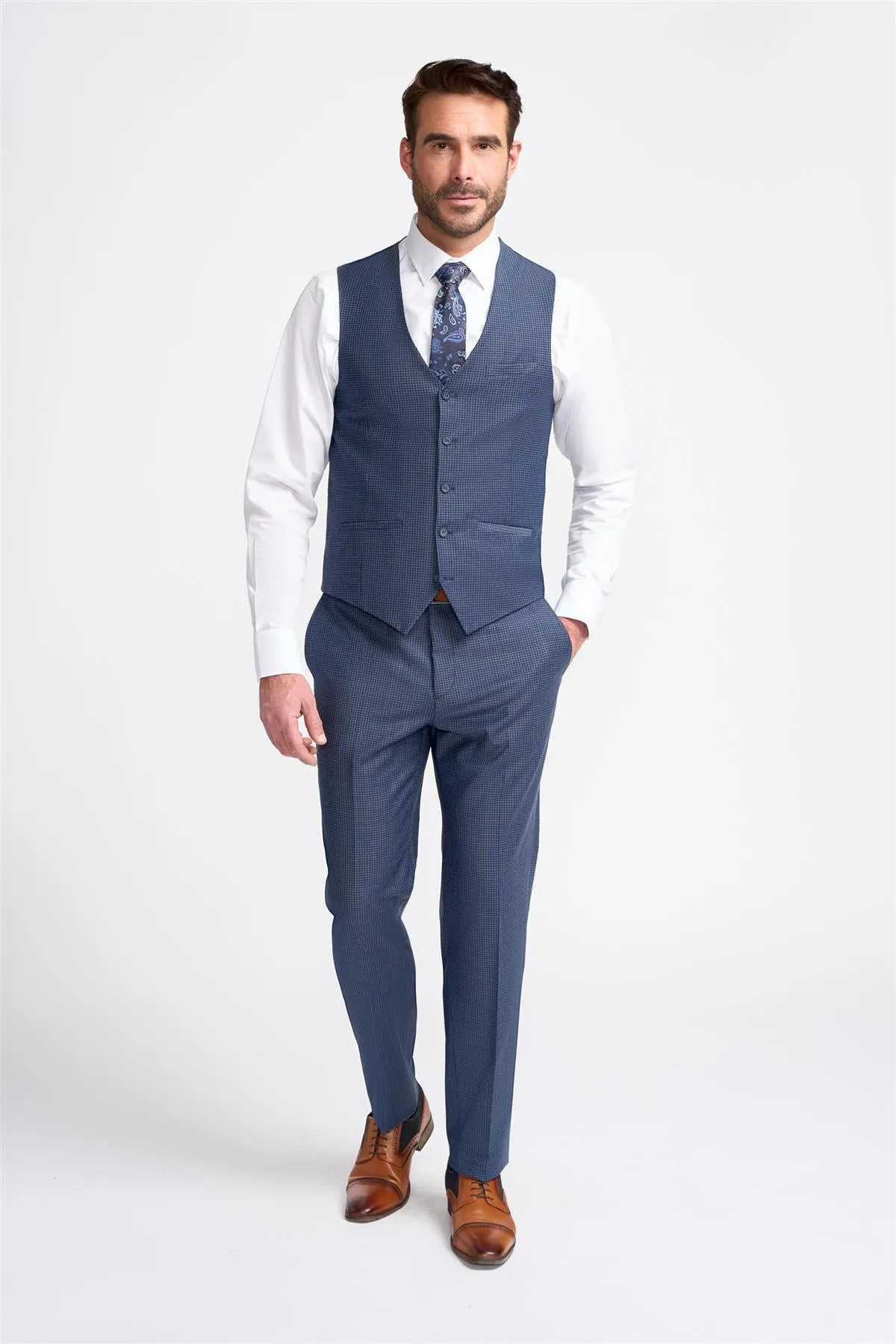 Bond Navy Check Waistcoat