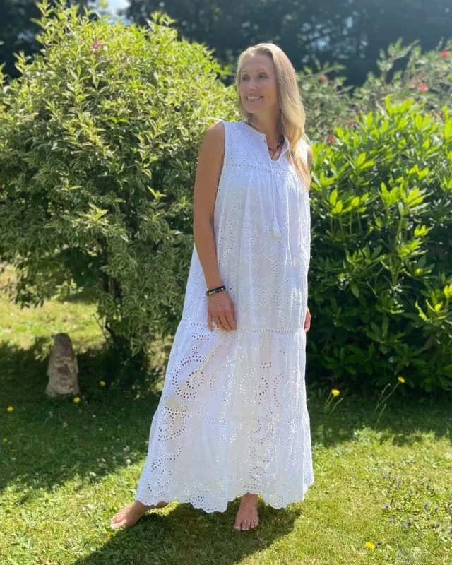 Broderie Anglaise Maxi Dress - White