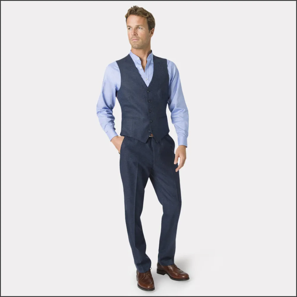 Brook Taverner Clifford Navy Donegal Wool Suit Waistcoat<><>