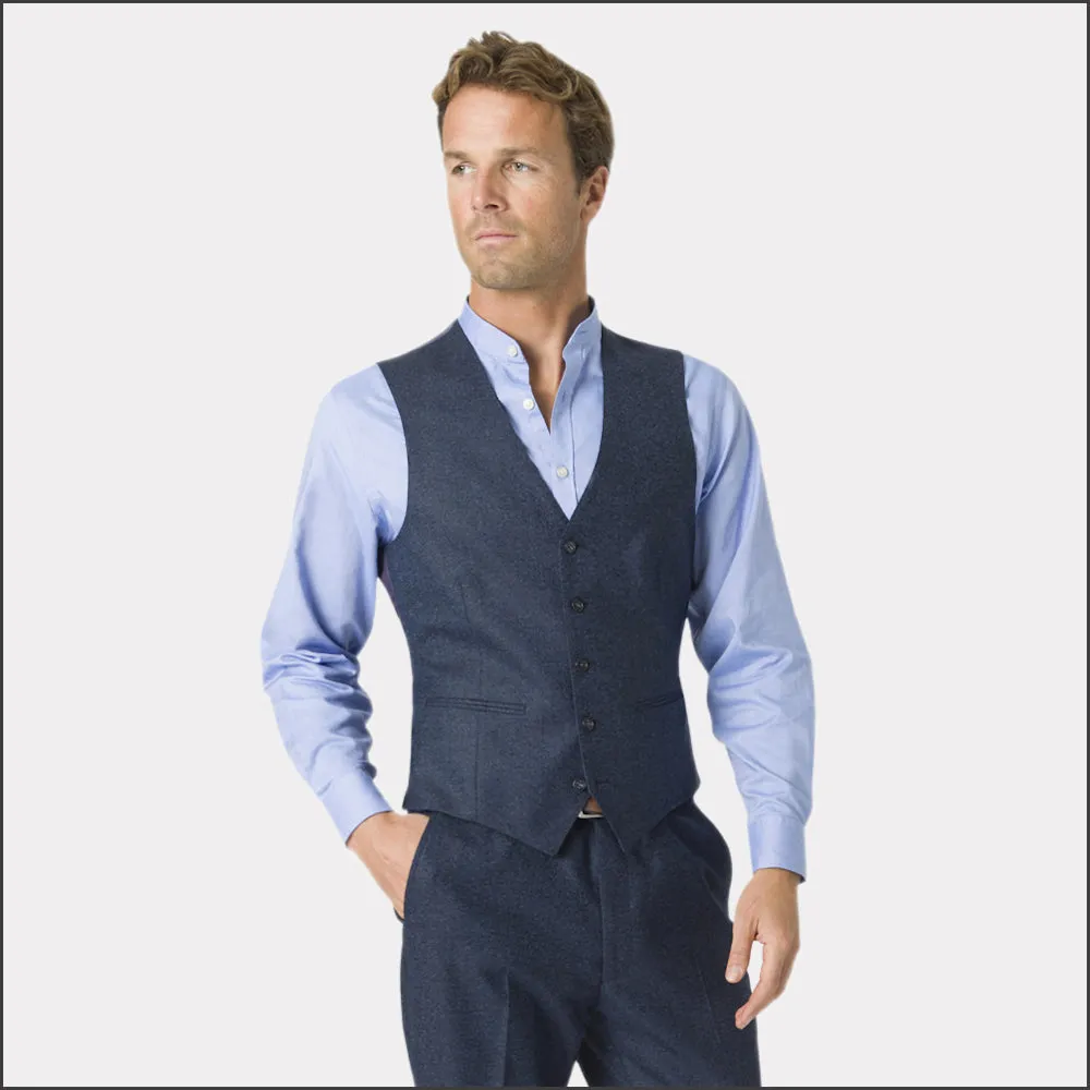 Brook Taverner Clifford Navy Donegal Wool Suit Waistcoat<><>