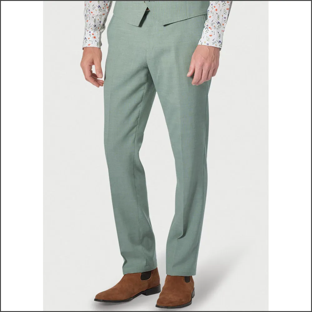 Brook Taverner Tailored Fit Sage Linen Mix Suit - Waistcoat Optional