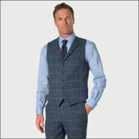 Brook Taverner Inverness Blue Check Harris Tweed Suit Waistcoat<><>