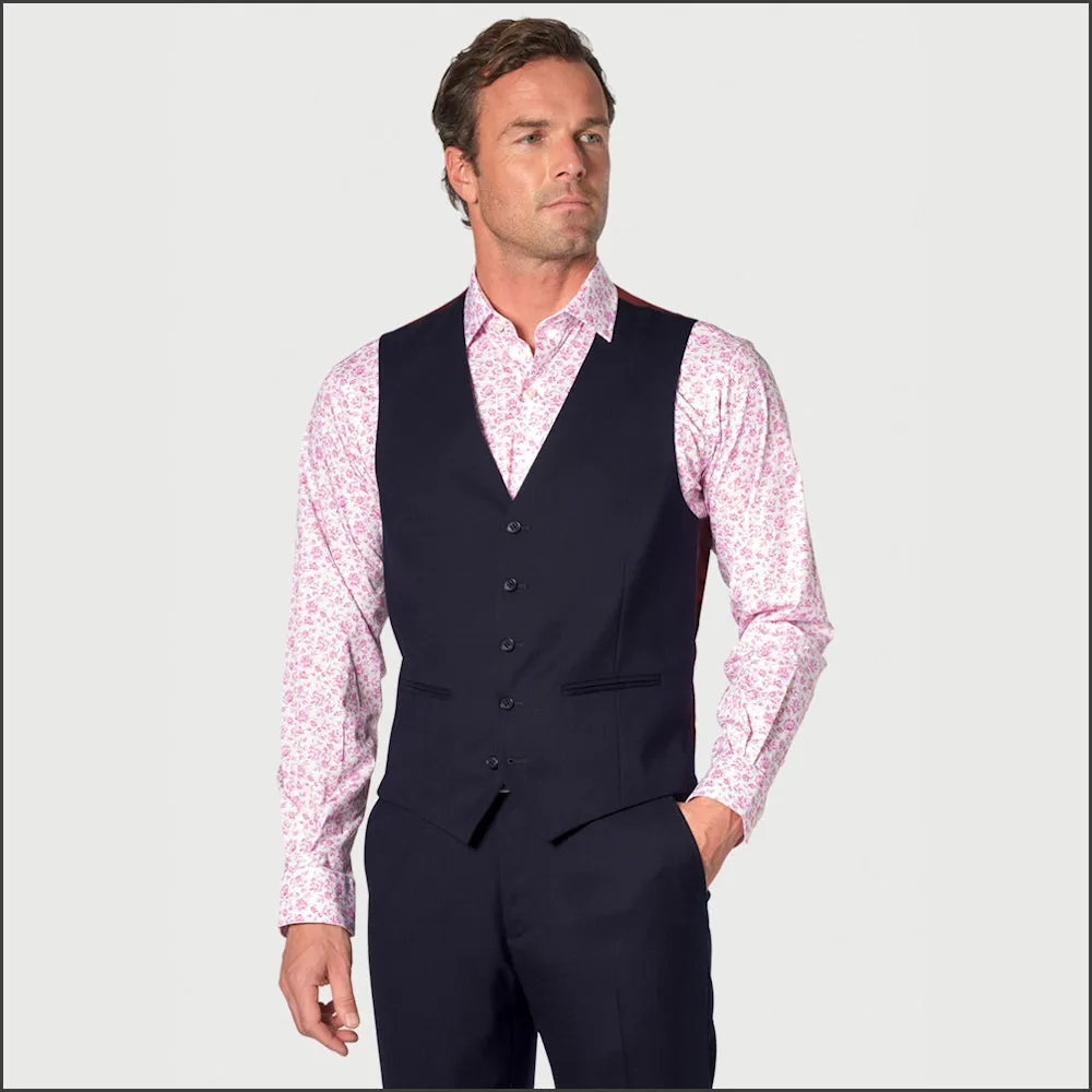 Brook Taverner Wells Navy Wool Blend Waistcoat<><>