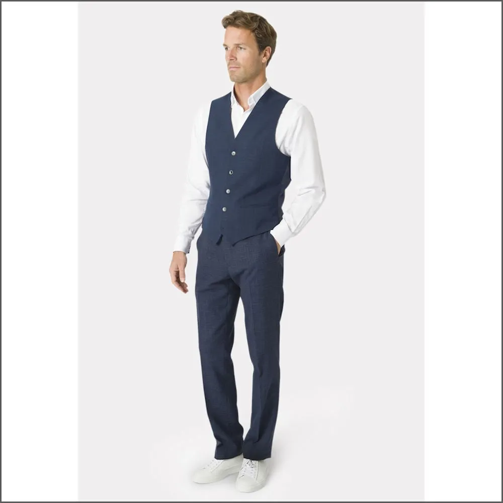 Brook Taverner Tailored Fit Navy Linen Mix Suit<><>Waist Coat Optional