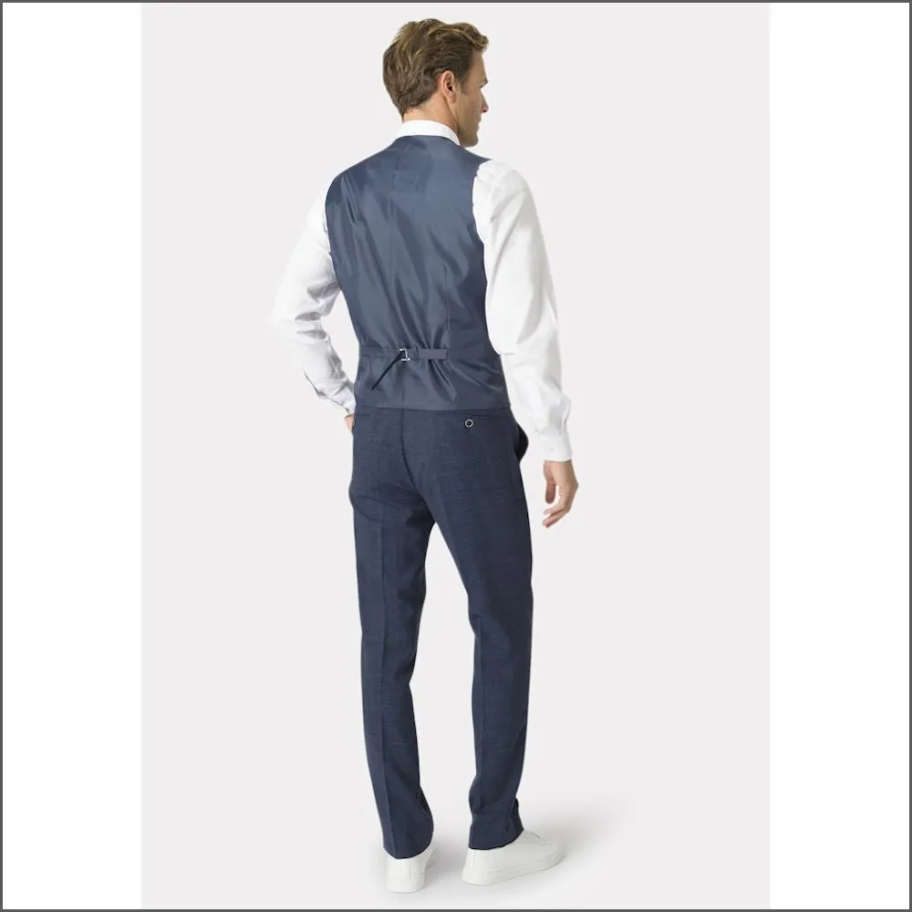 Brook Taverner Tailored Fit Navy Linen Mix Suit<><>Waist Coat Optional