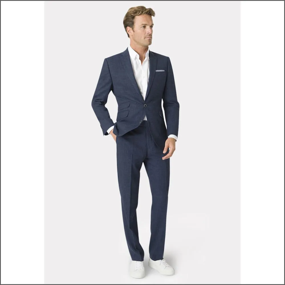 Brook Taverner Tailored Fit Navy Linen Mix Suit<><>Waist Coat Optional