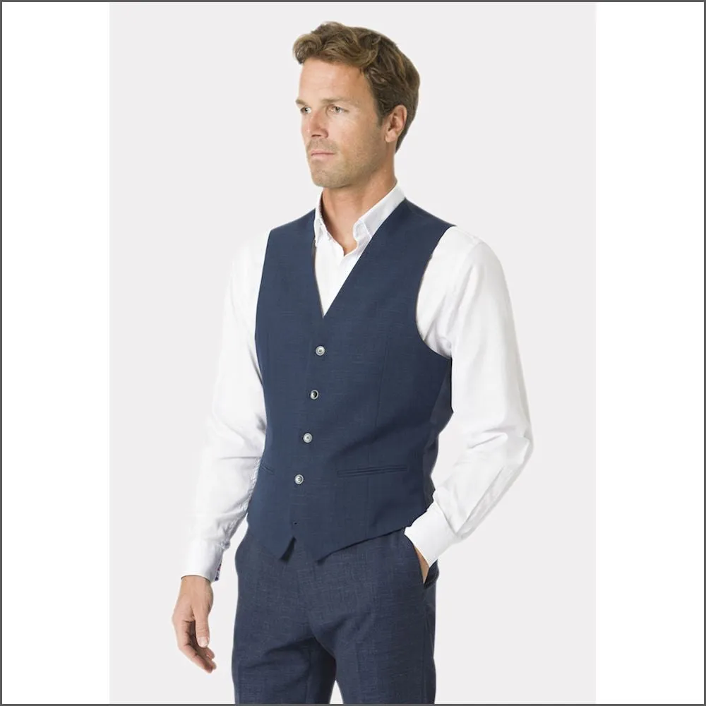 Brook Taverner Tailored Fit Navy Linen Mix Suit<><>Waist Coat Optional