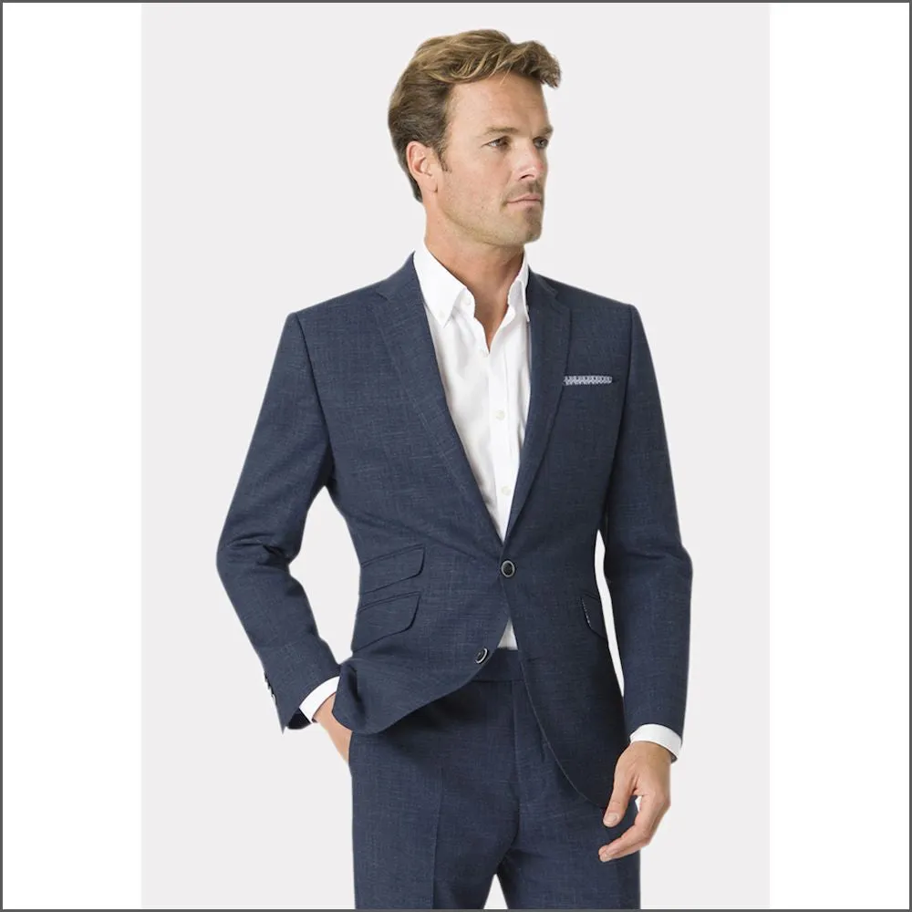 Brook Taverner Tailored Fit Navy Linen Mix Suit<><>Waist Coat Optional