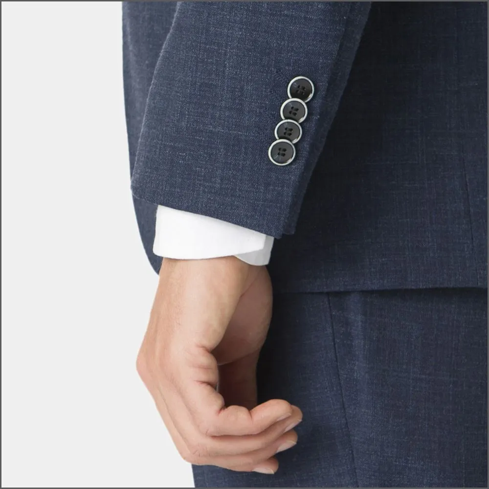 Brook Taverner Tailored Fit Navy Linen Mix Suit<><>Waist Coat Optional