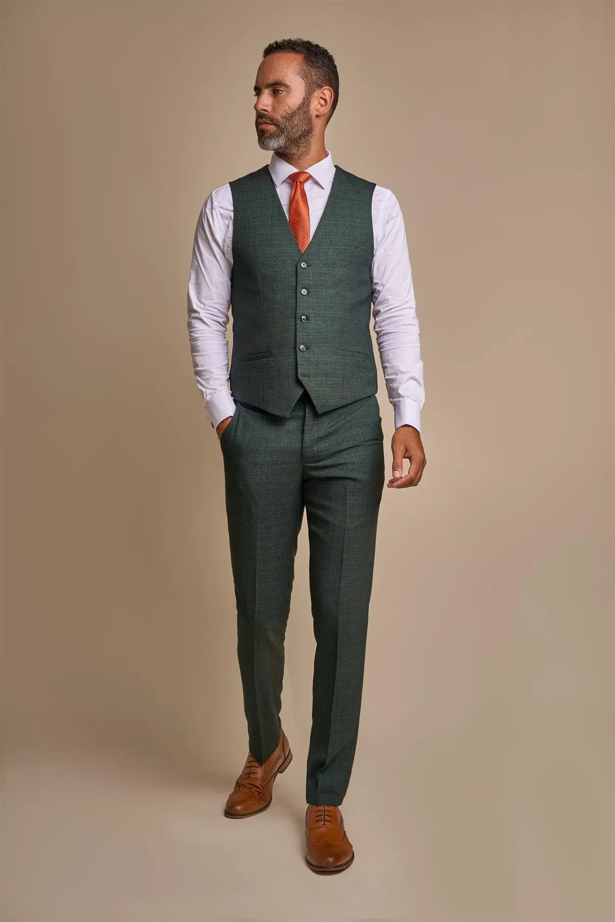 Caridi Olive Slim Fit Waistcoat