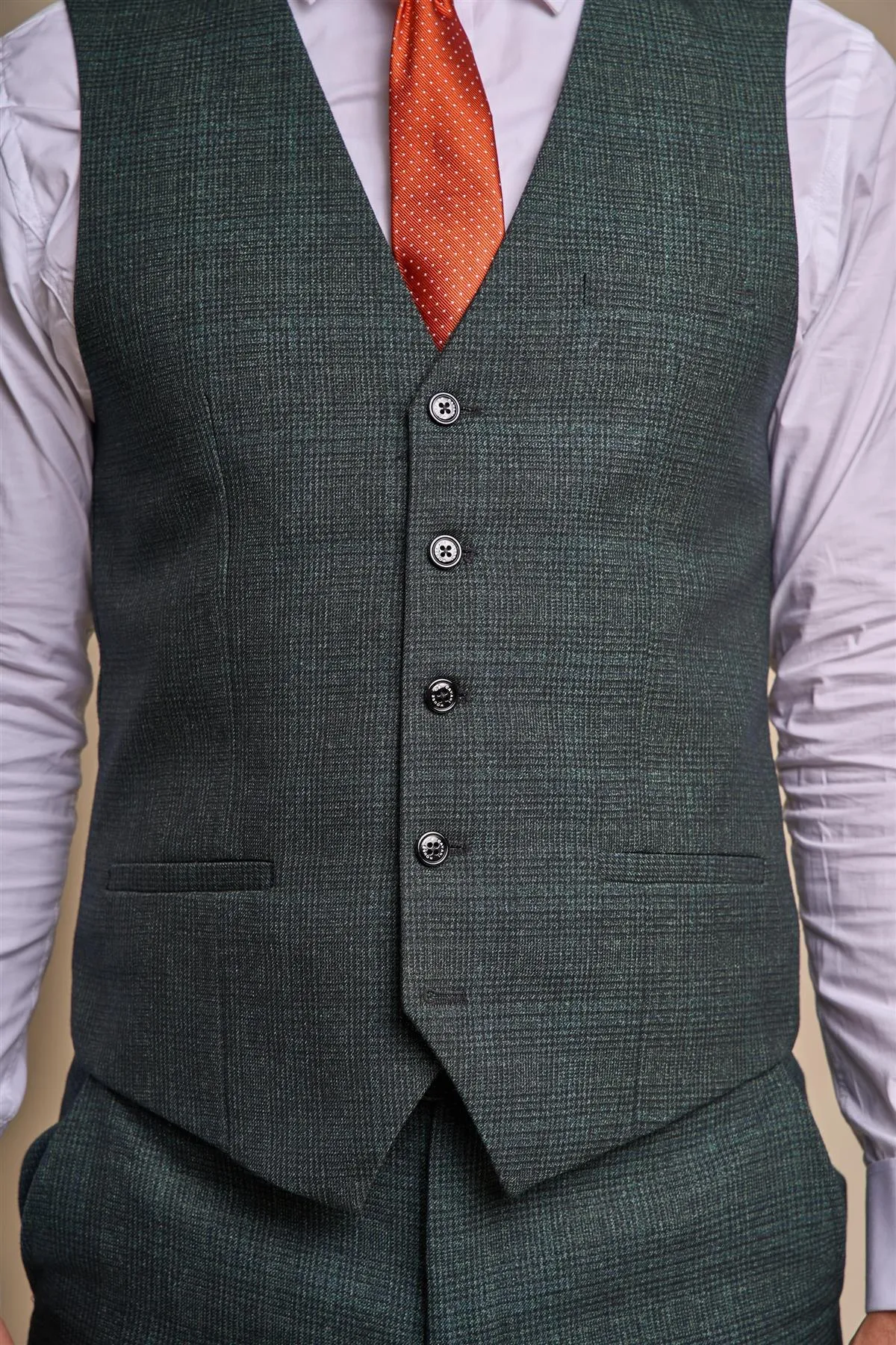 Caridi Olive Slim Fit Waistcoat