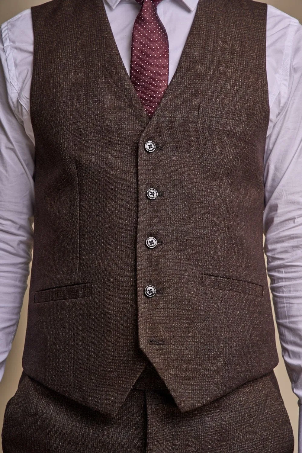 Cavani Caridi Men's Brown Tweed Waistcoat