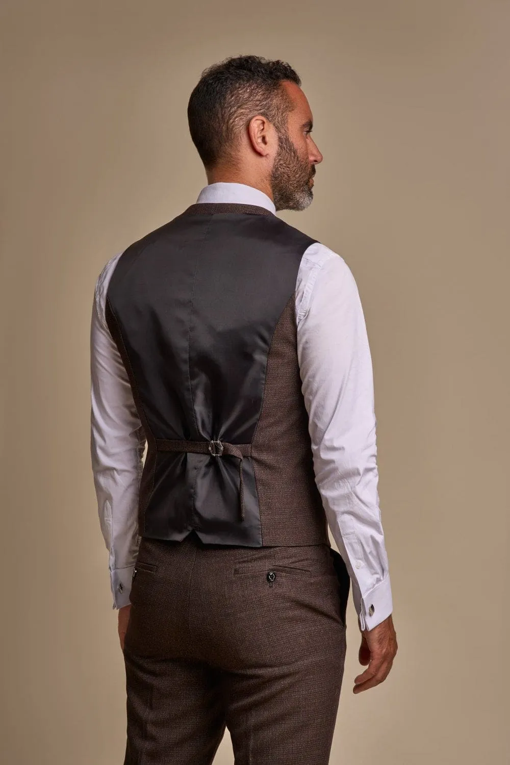 Cavani Caridi Men's Brown Tweed Waistcoat