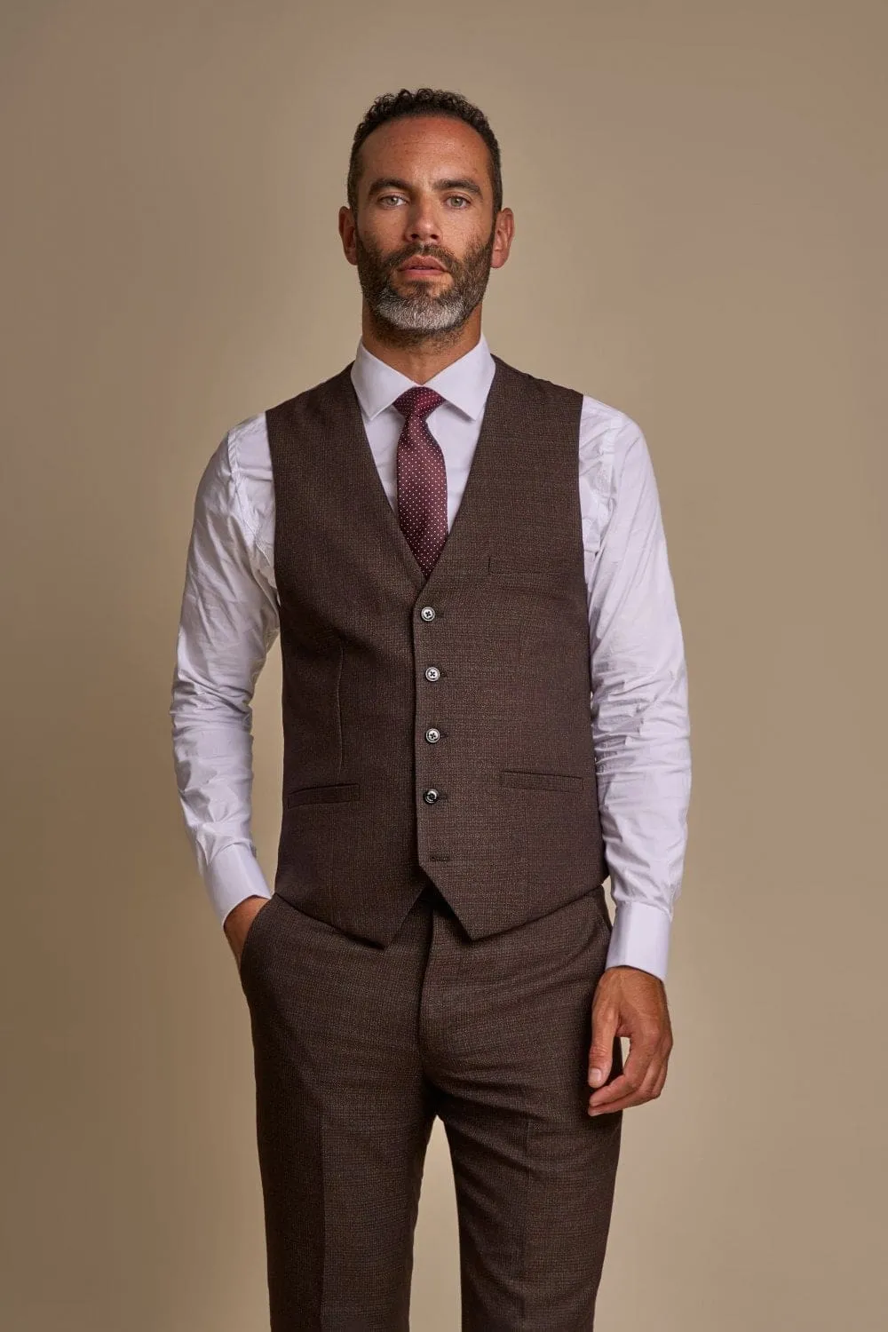 Cavani Caridi Men's Brown Tweed Waistcoat