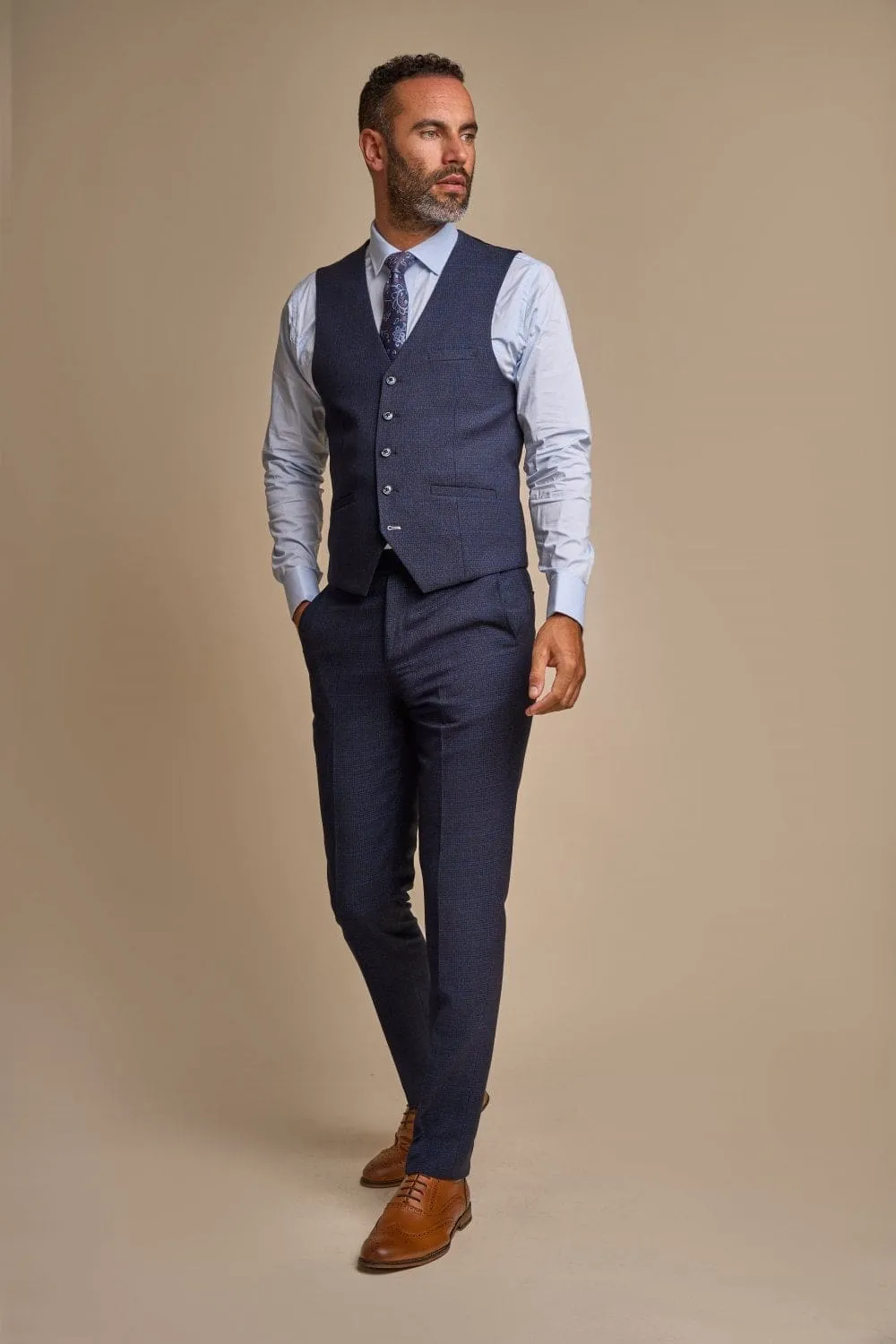 Cavani Caridi Men's Navy Tweed Waistcoat