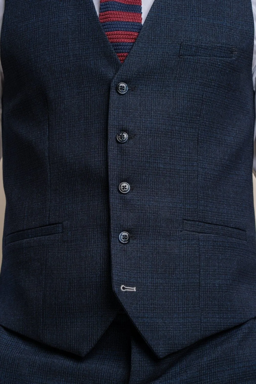 Cavani Caridi Men's Navy Tweed Waistcoat