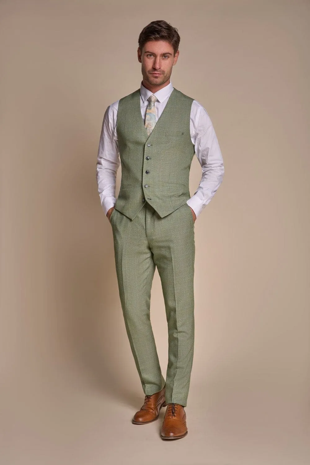 Cavani Caridi Men's Sage Tweed Waistcoat