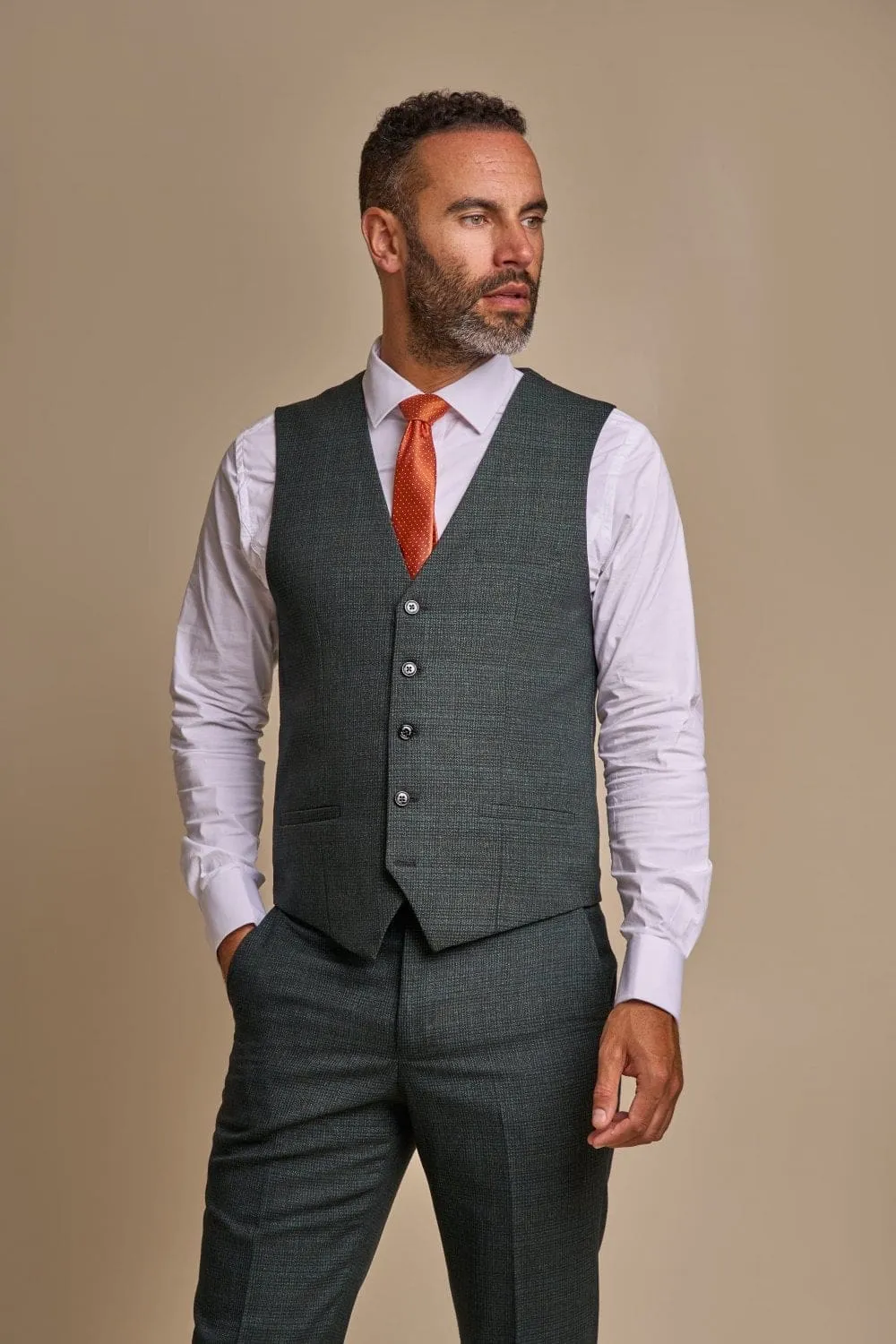 Cavani Caridi Men's Olive Tweed Waistcoat