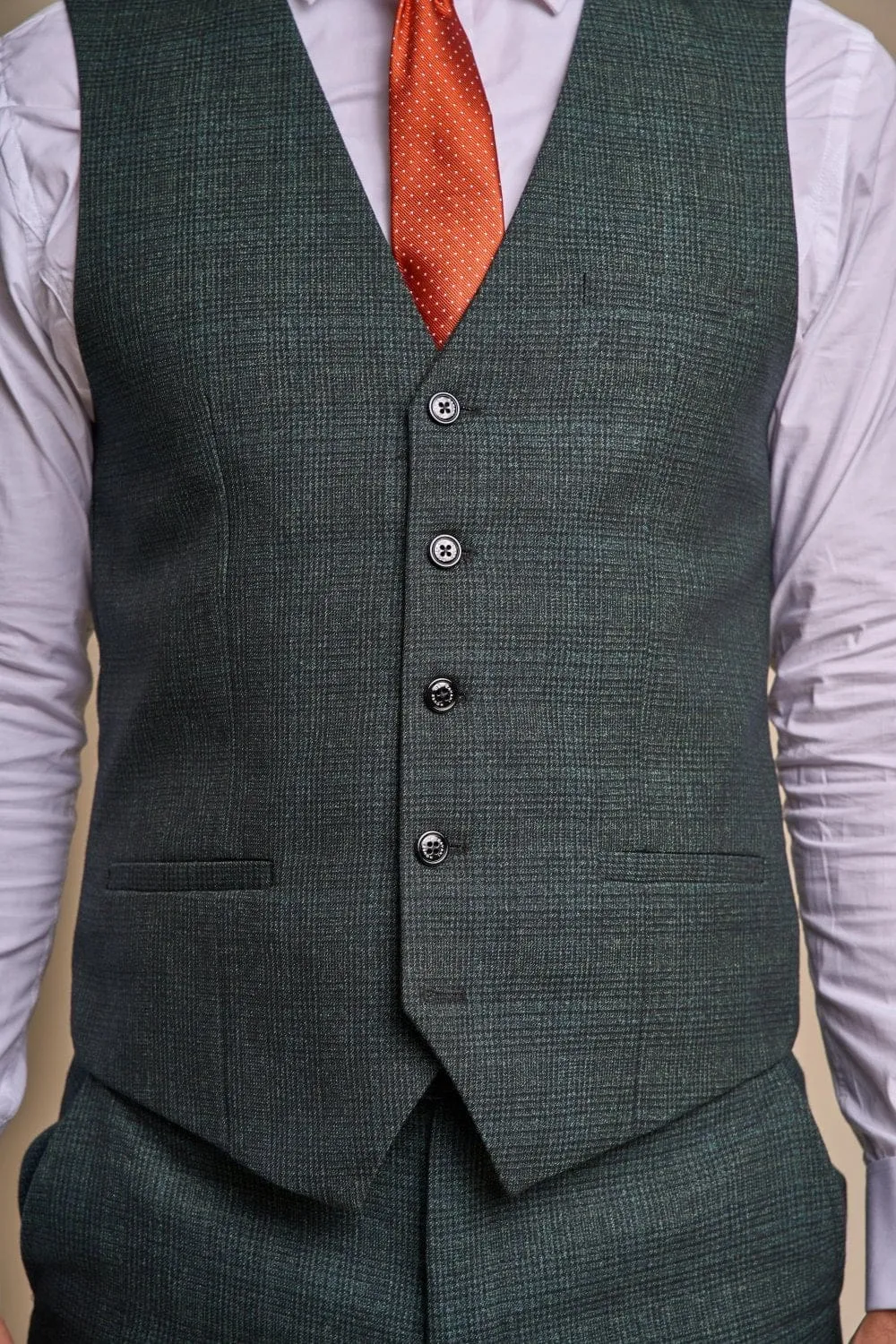 Cavani Caridi Men's Olive Tweed Waistcoat