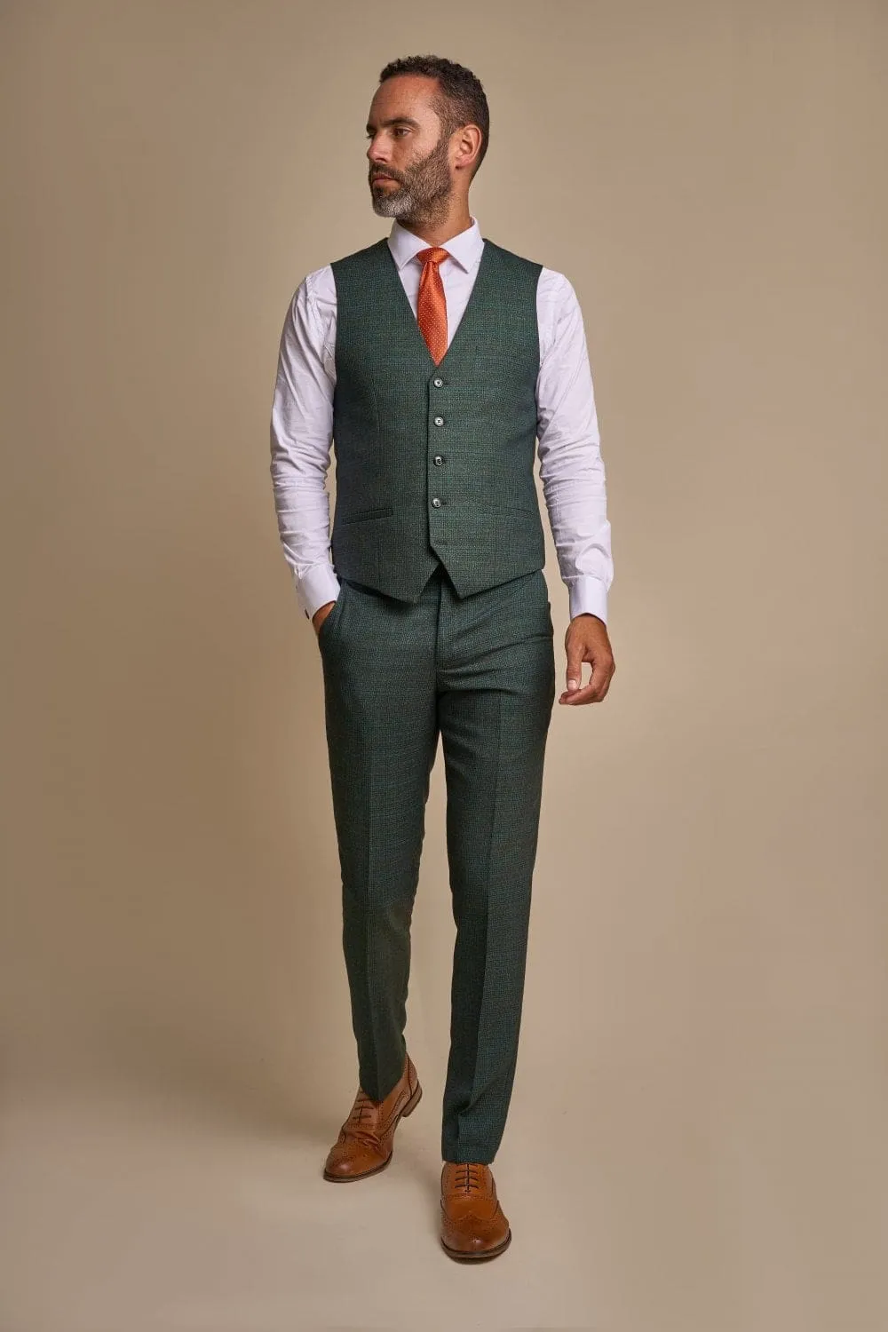 Cavani Caridi Men's Olive Tweed Waistcoat