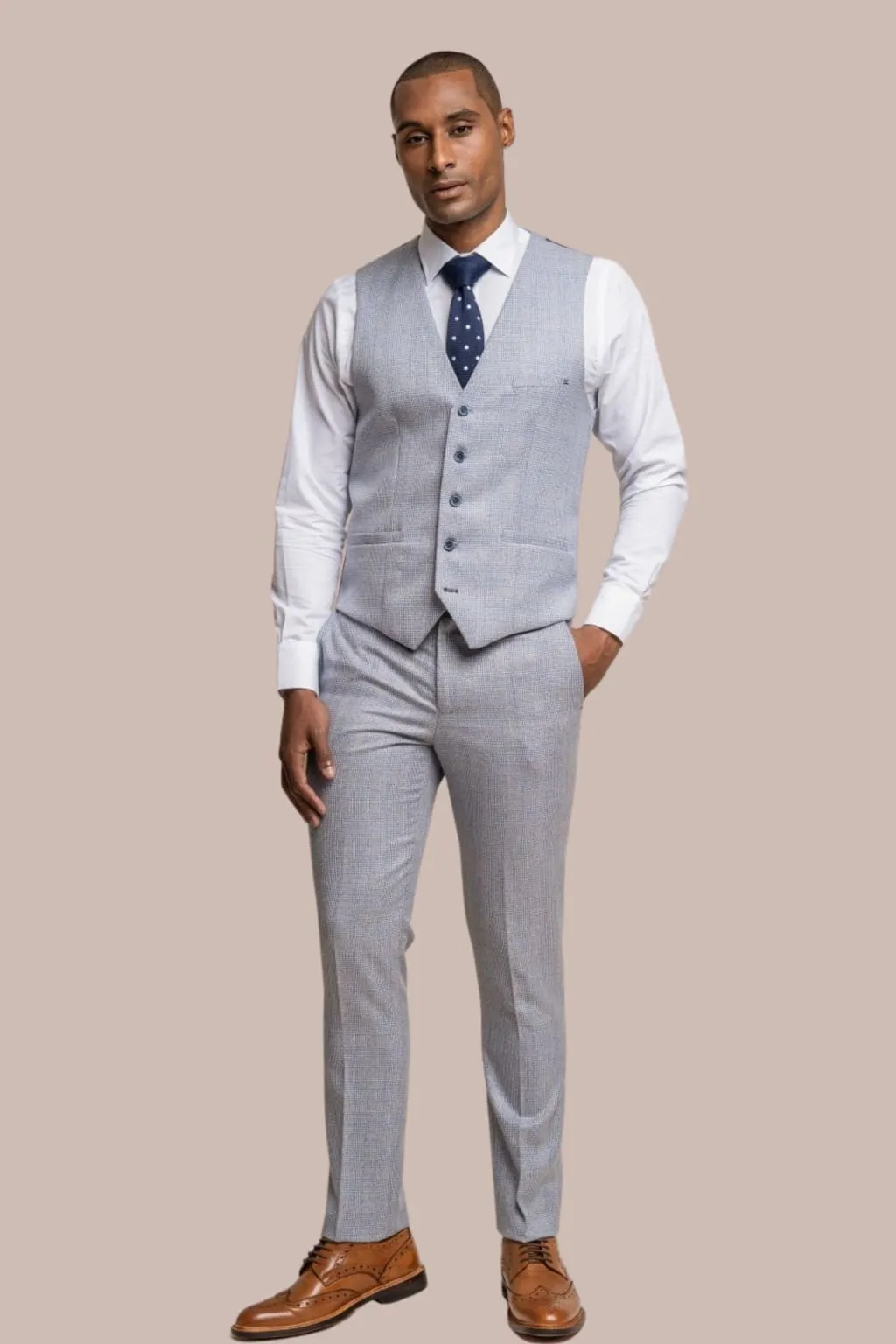 Cavani Caridi Men's Sky Slim Fit Textured Check Waistcoat