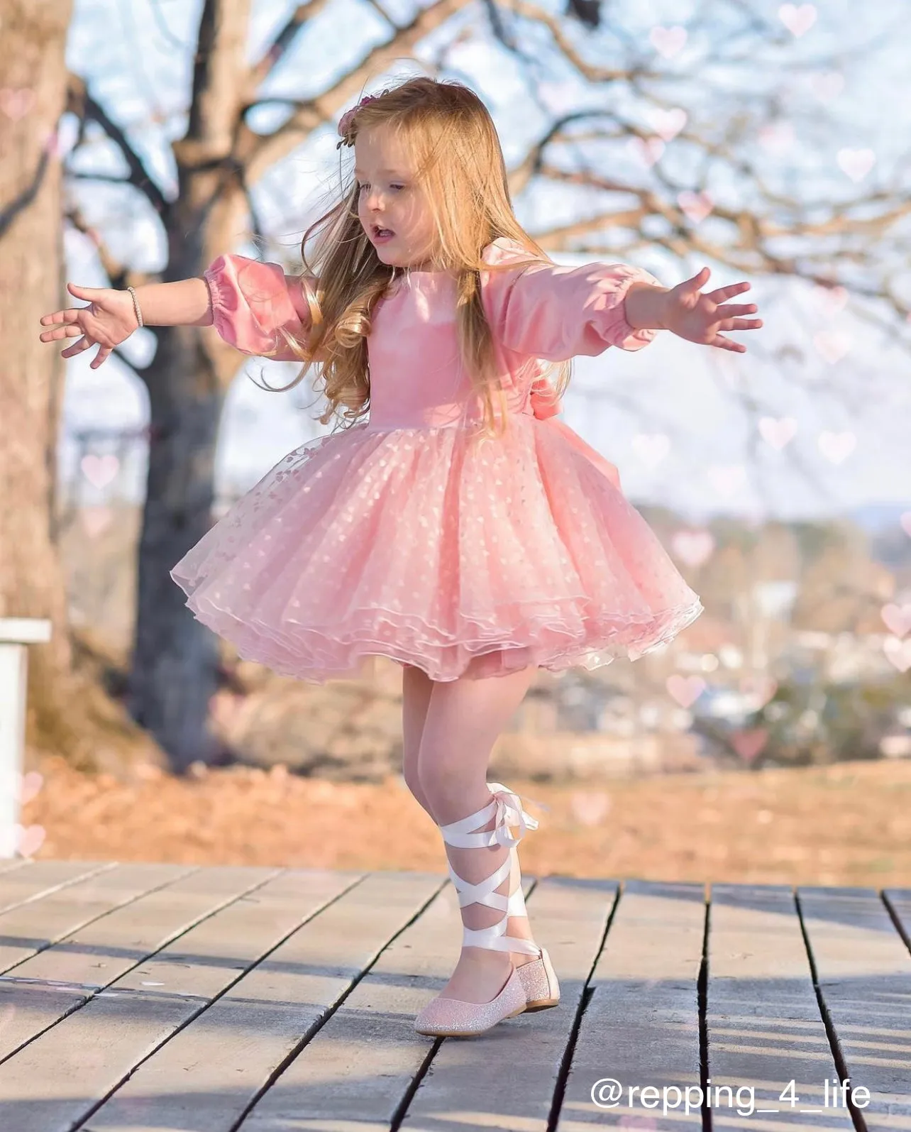 Dusty Pink Rock Glitter Ballet Flats with Satin Ankle Strap