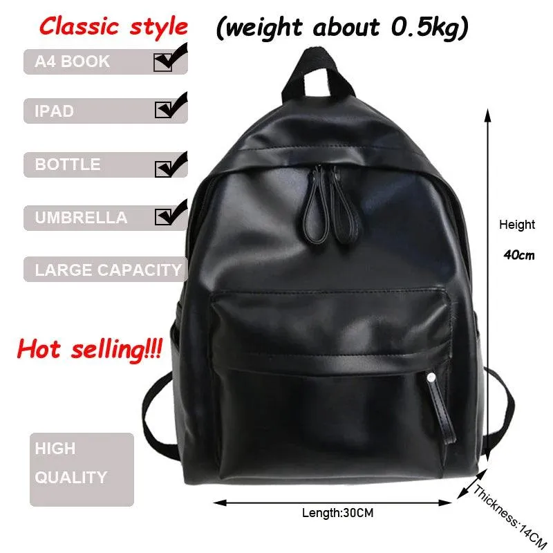 Large Capacity Leather School Bags - Teenager Cool Backpack WV1248