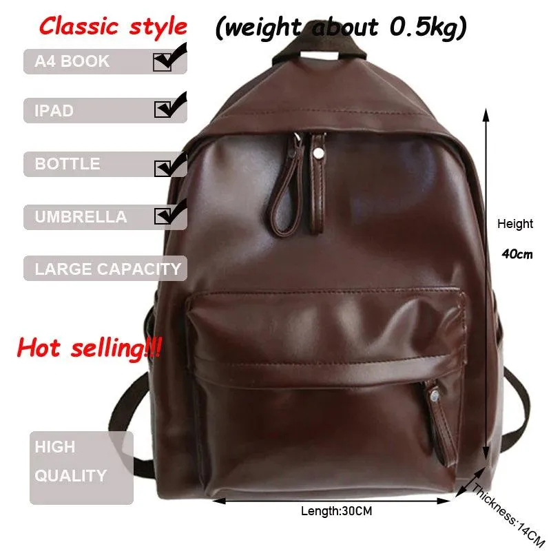 Large Capacity Leather School Bags - Teenager Cool Backpack WV1248