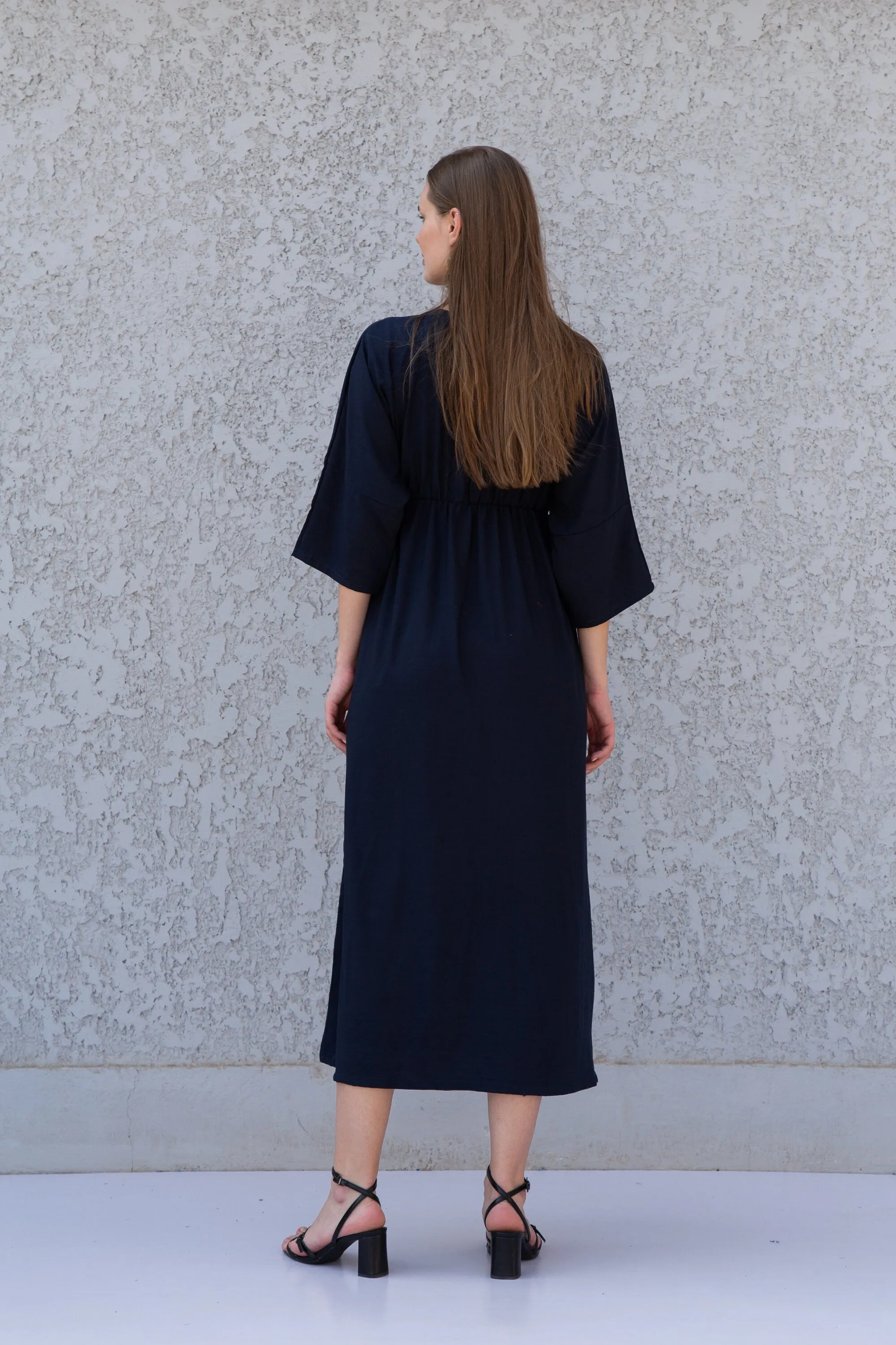 Eccentric Navy blue cotton caftan, Short embroidered Cotton caftan dress, African women clothing, Bohemian maxi dress, Boho caftan, caftans