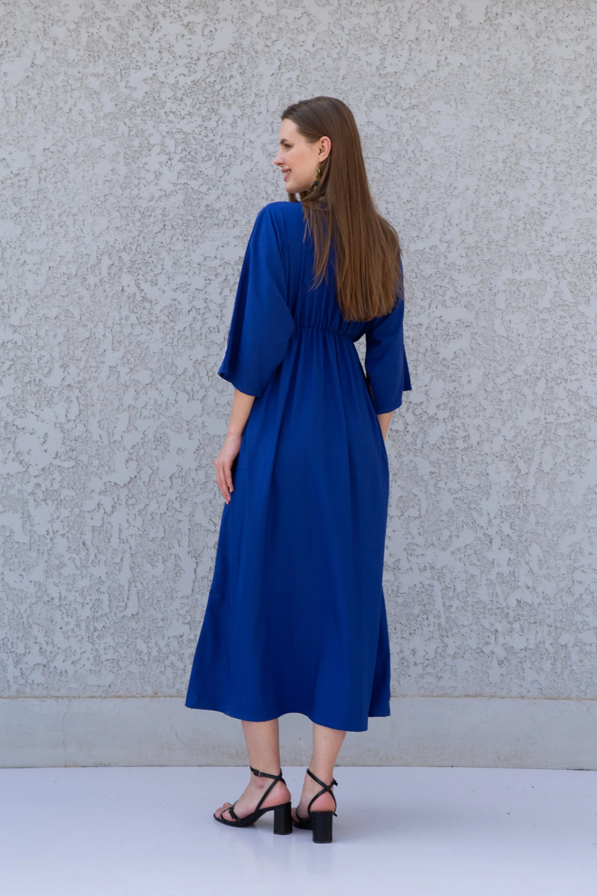 Eccentric Royal blue cotton caftan, Short embroidered Cotton caftan dress, African women clothing, Bohemian maxi dress, Boho caftan, caftans