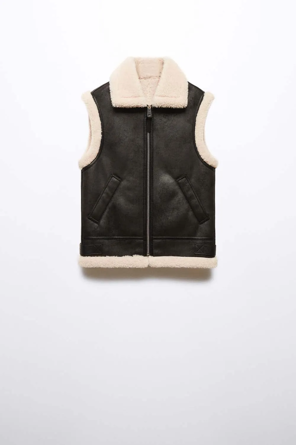 Double face leather effect vest