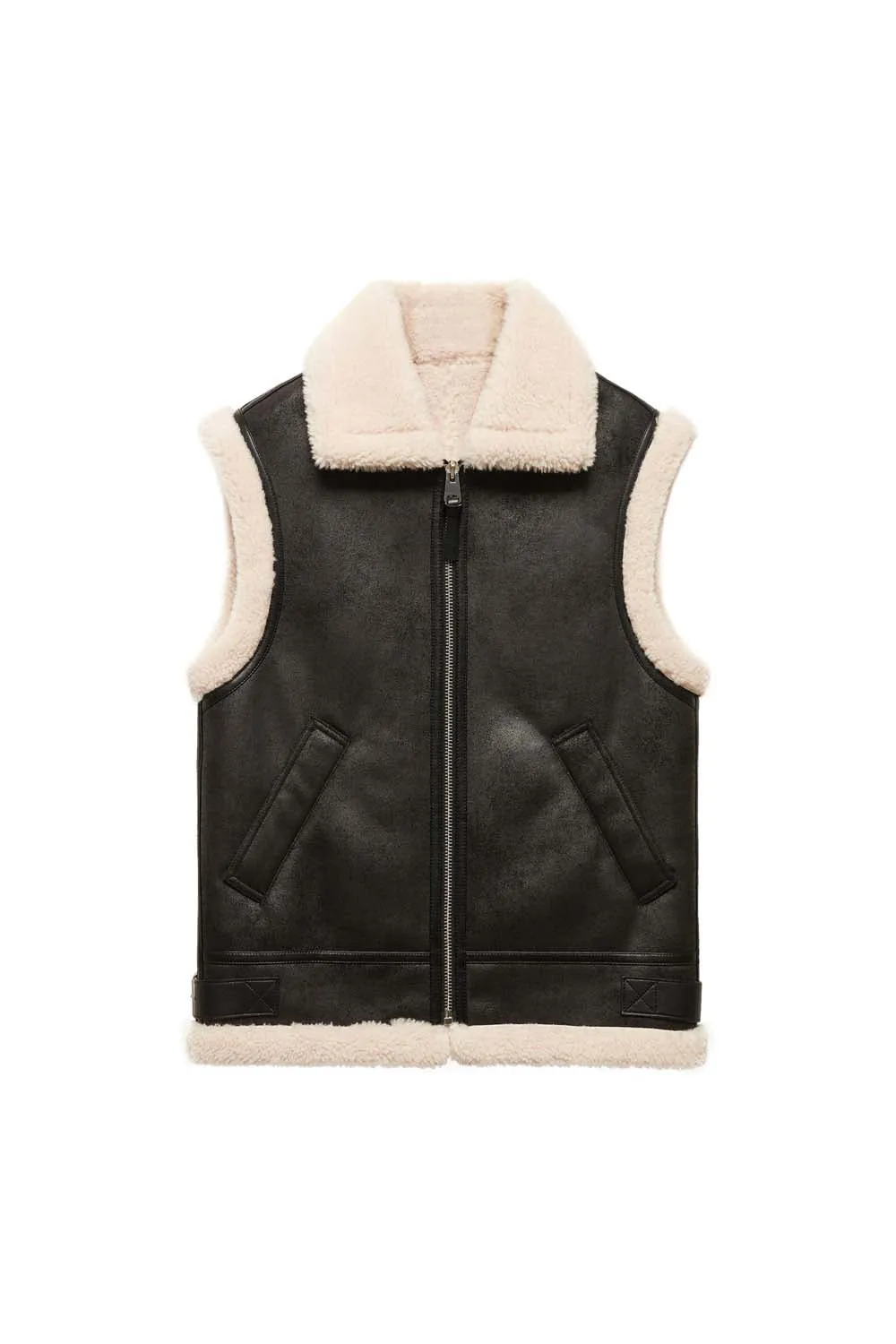 Double face leather effect vest