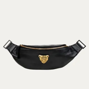 Fanny Pack   Crossbody Bag | Black   Gold Hardware   Gold Cheetah Medallion LIMITED EDITION