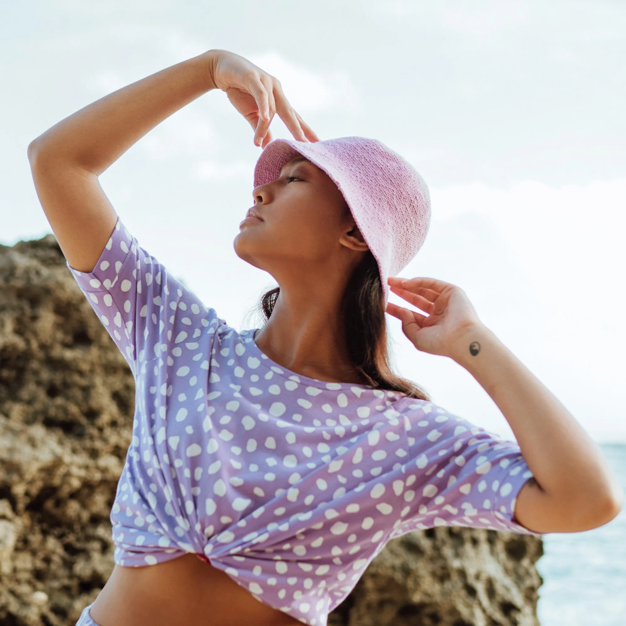 FLORETTE Crochet Bucket Hat, in Lilac Purple