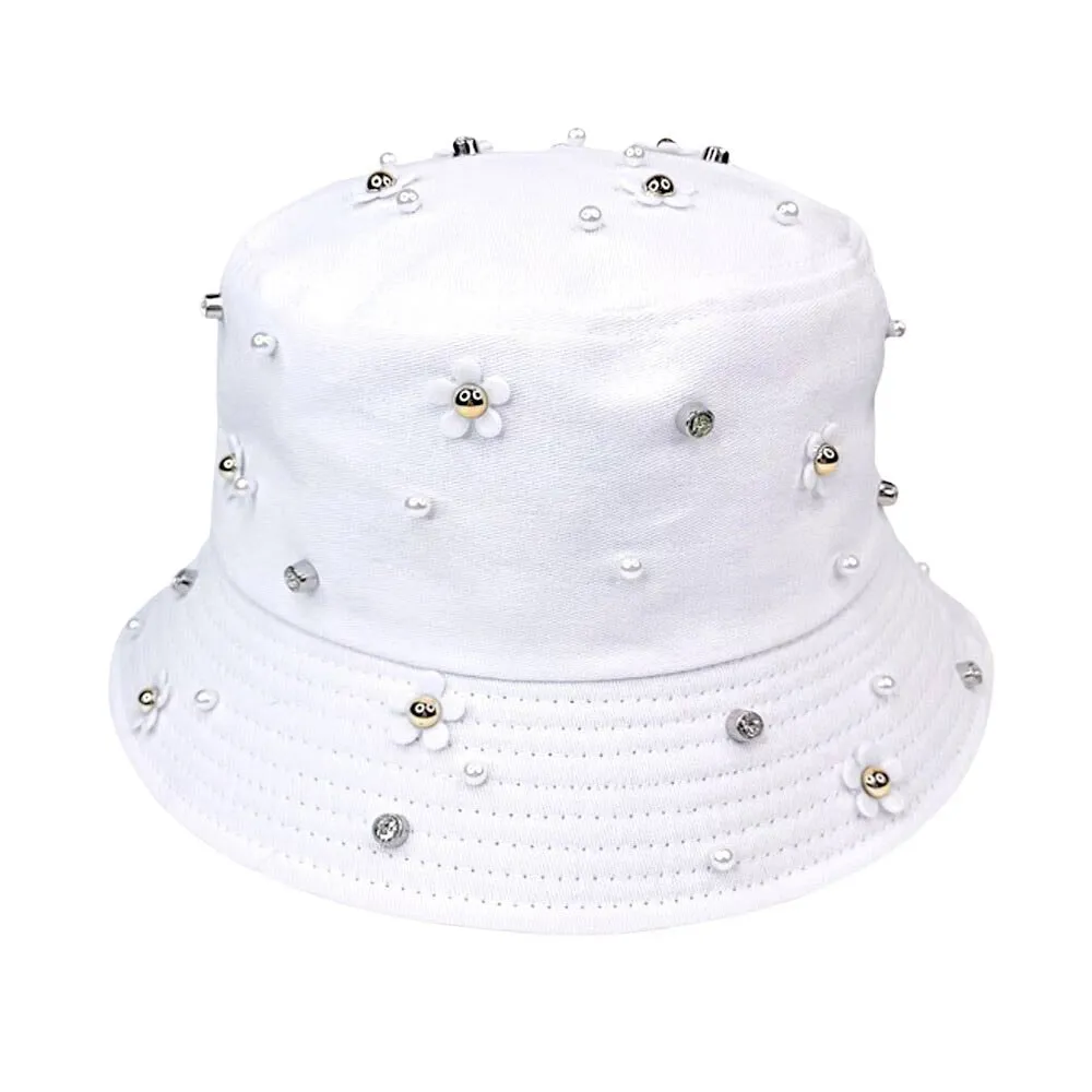 Flower Embellished Bucket Hat